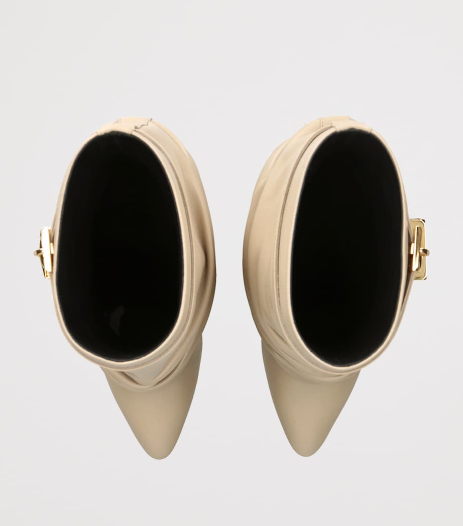 Leather Scrunched Shark Lock Boots 100 BEIGE Image 4