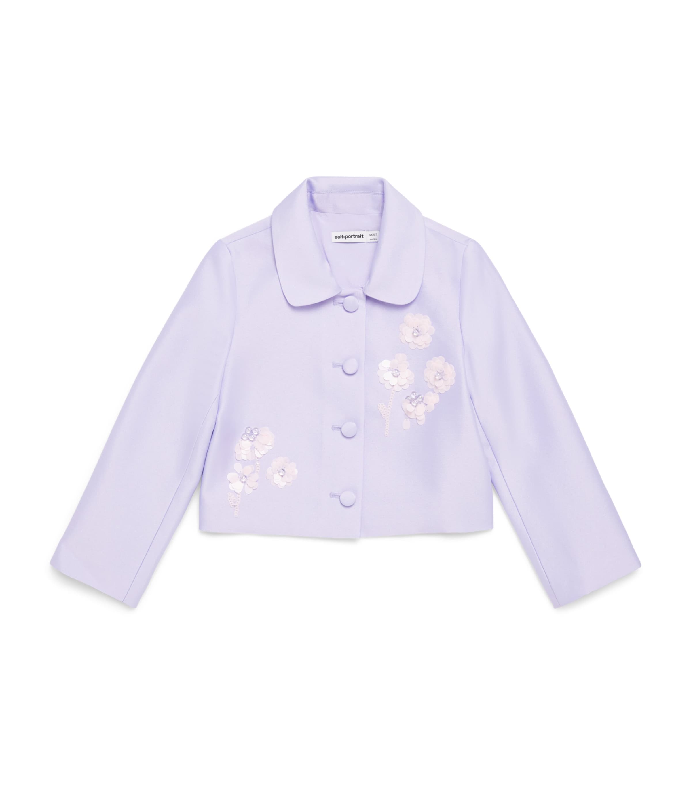 Self-Portrait Kids Taffeta Sequin-Embellished Jacket (4-12 Years) Lilac Image 1