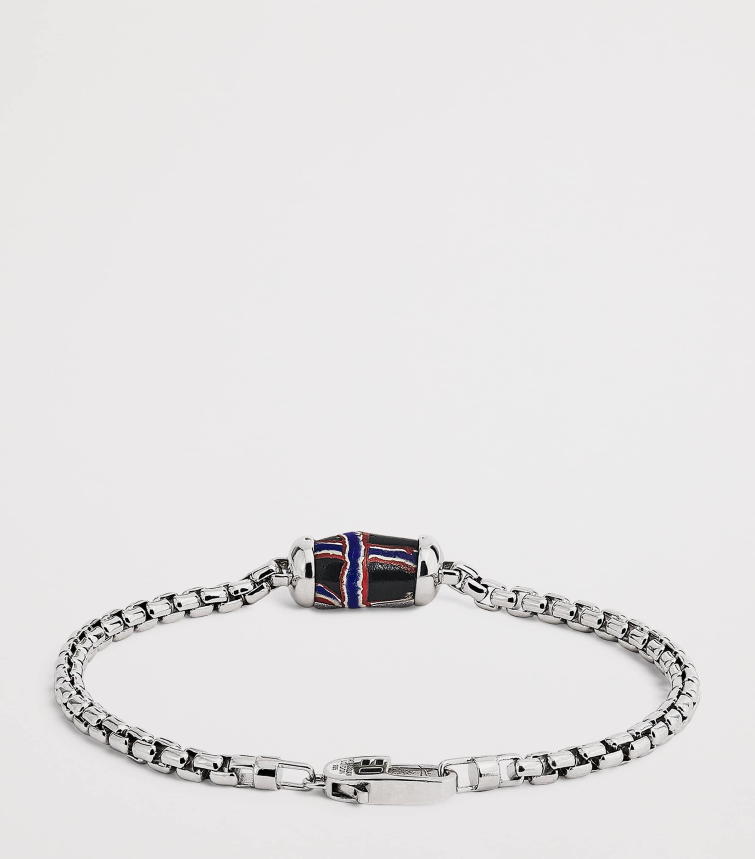 Sterling Silver French Cross Chain Bracelet BLACK Image 3