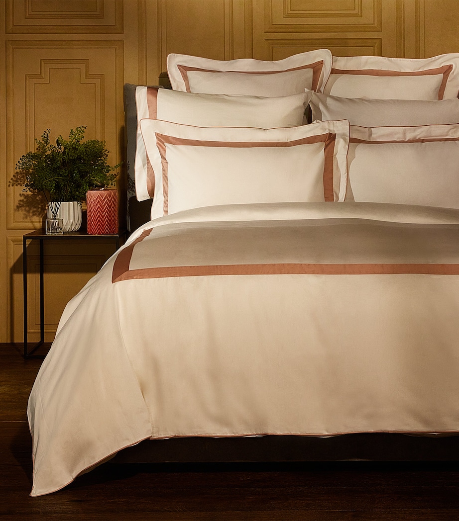 Harrods of London Primrose Hill Square Pillowcase Pair (65cm x 65cm) White/pink Image 2