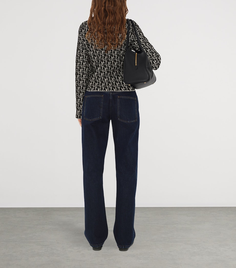 Wool-Blend Jacquard B Charm Sweater BLACK IP PTTRN Image 3