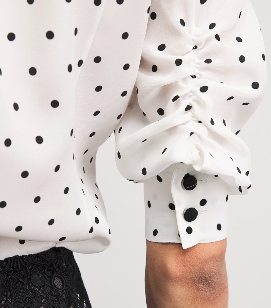 Carolina Herrera Womens Silk Polka-Dot Blouse Ivory Multi Image 3