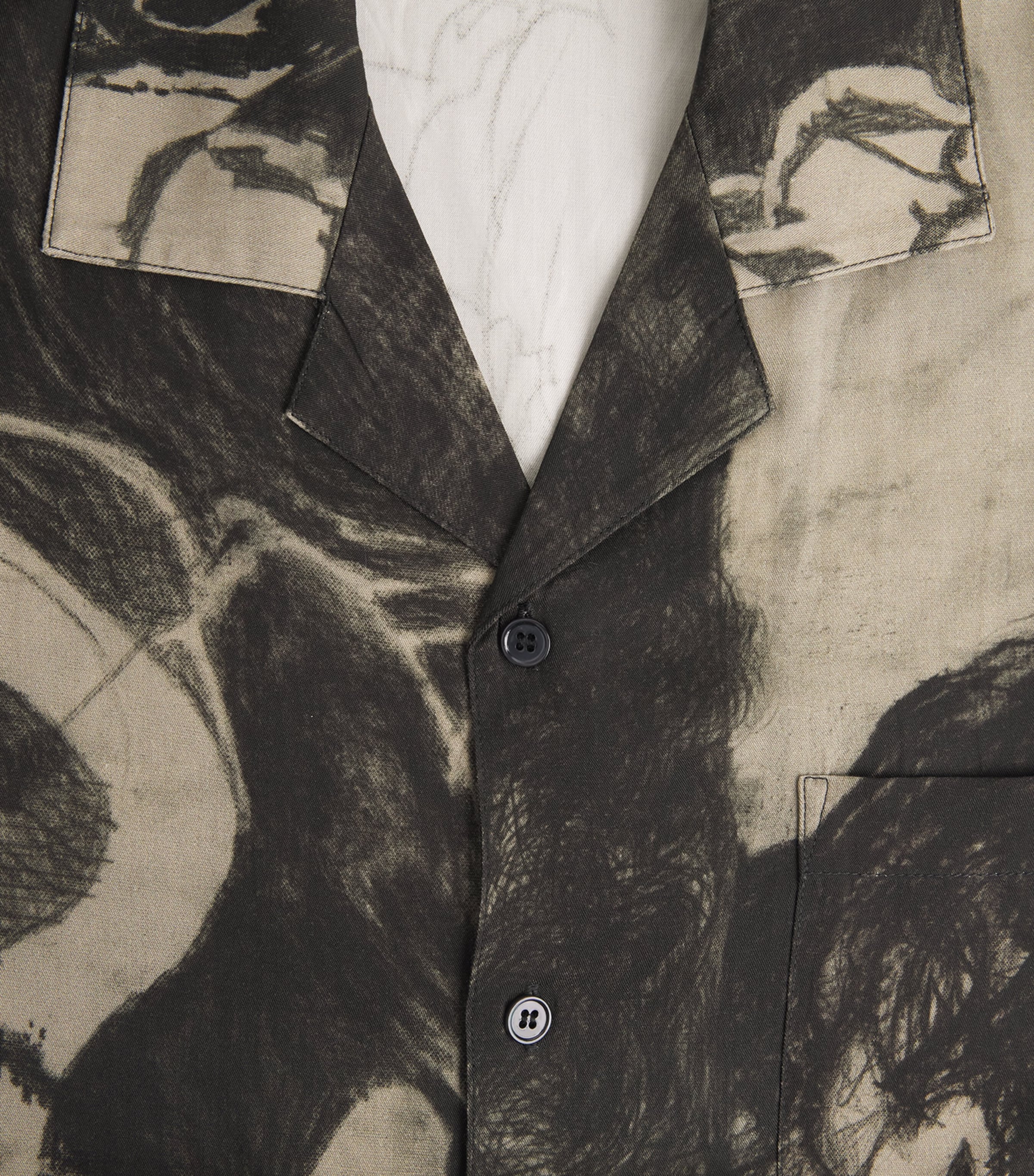 DOMREBEL Mens Squiggles Bowling Shirt Beige Image 6