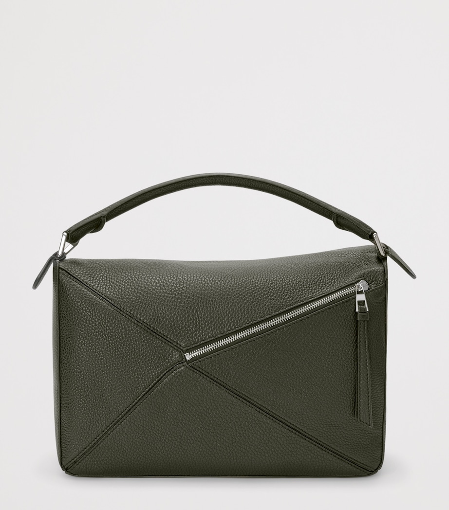 Large Leather Puzzle Top-Handle Bag DARK KHAKI Image 5