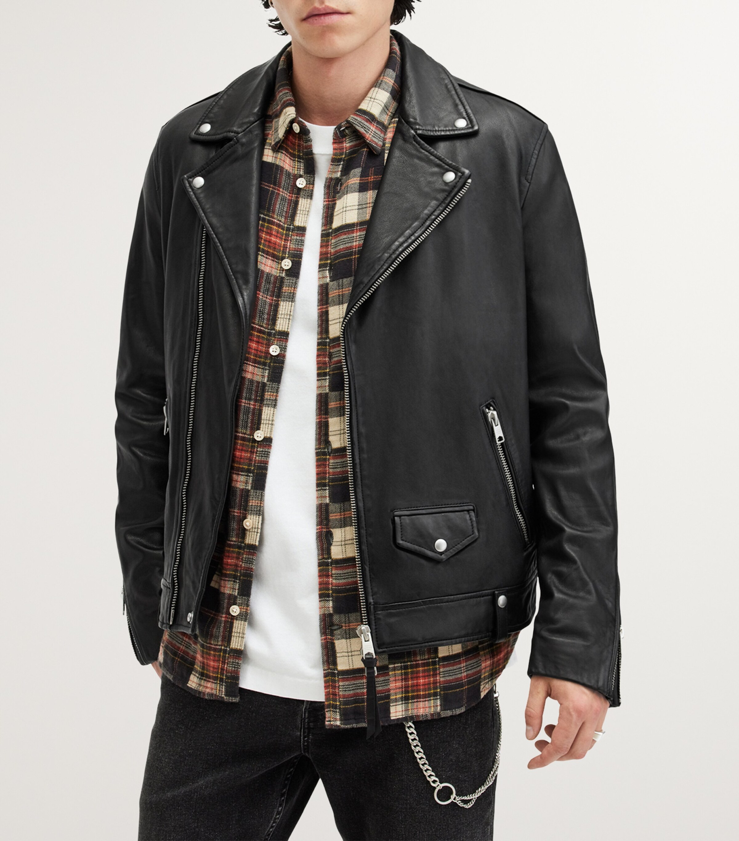 Leather Milo Biker Jacket BLACK Image 3