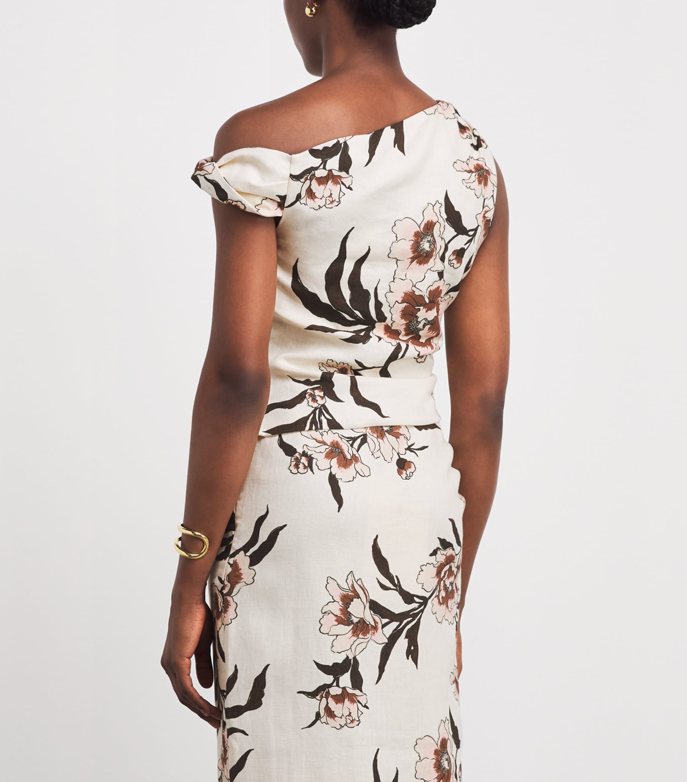 SIR. Womens Linen One-Shoulder Peony Top Peony Floral Image 5