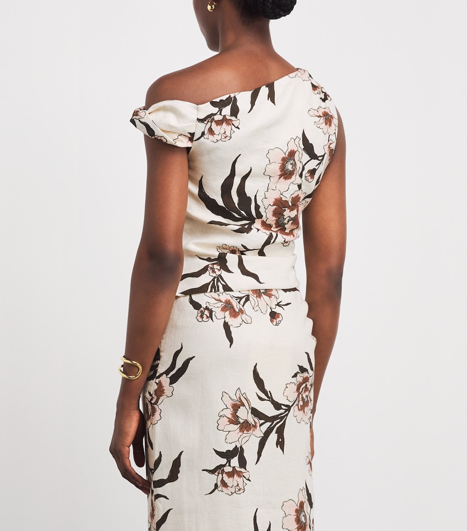 SIR. Womens Linen One-Shoulder Peony Top Peony Floral Image 5