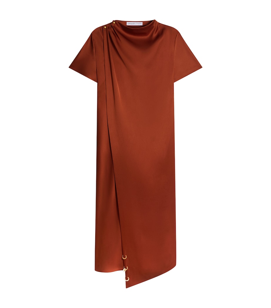 Schiaparelli Womens Silk Scarf Midi Dress Rust Image 1