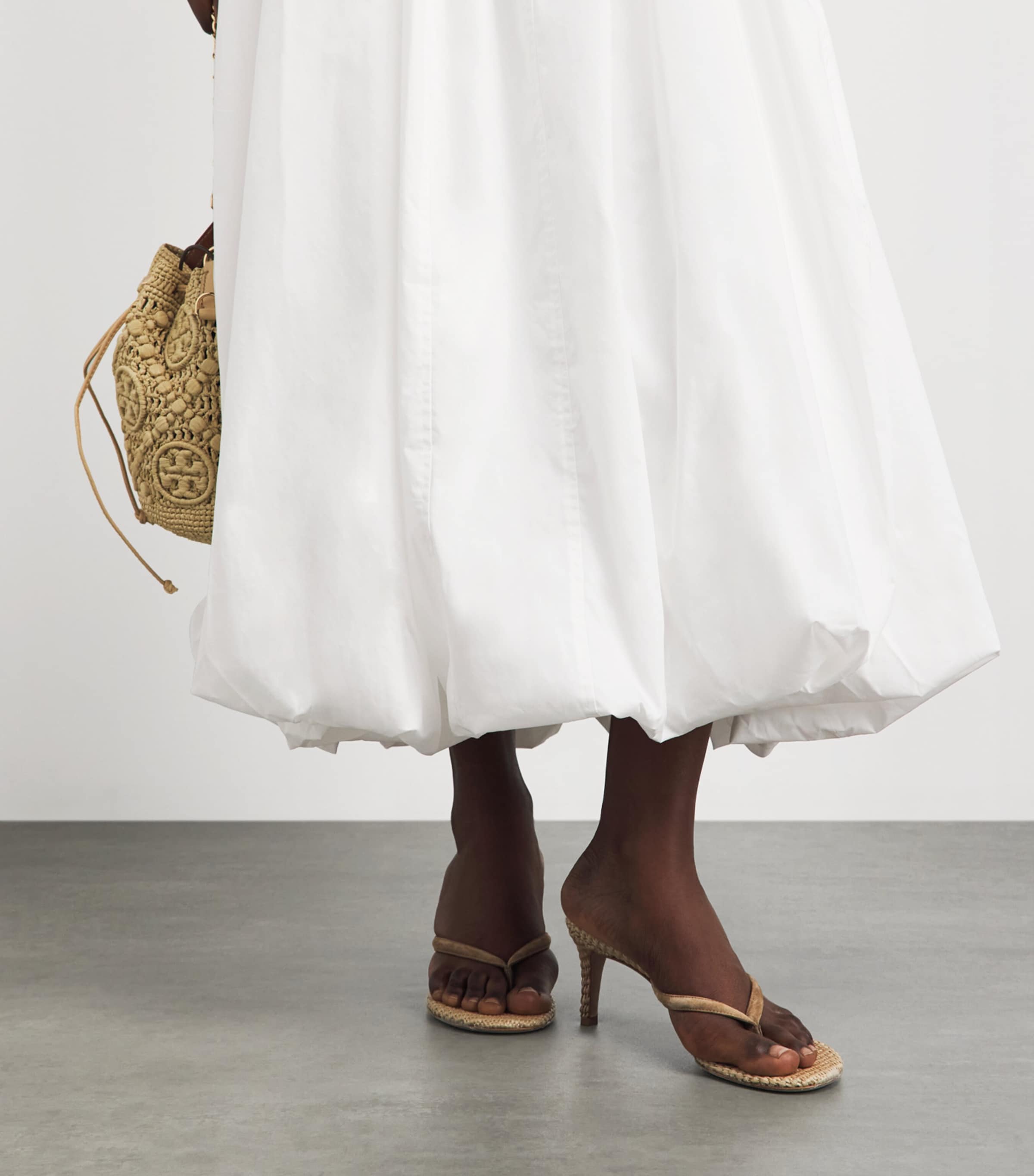 Simkhai Womens Cotton Bubble-Hem Hally Midi Dress White Image 5