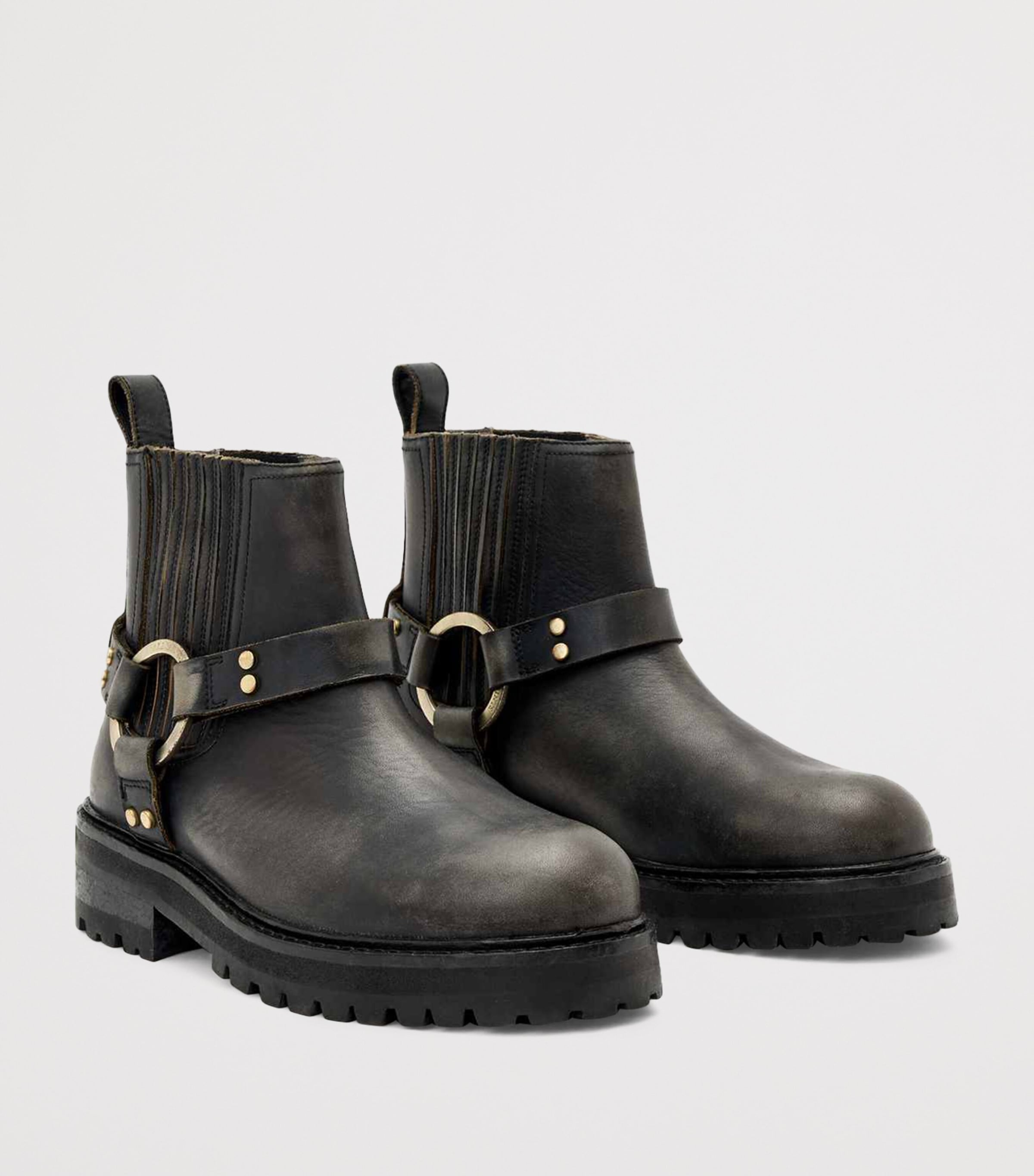 Leather Maddie Biker Boots DARK BROWN Image 2