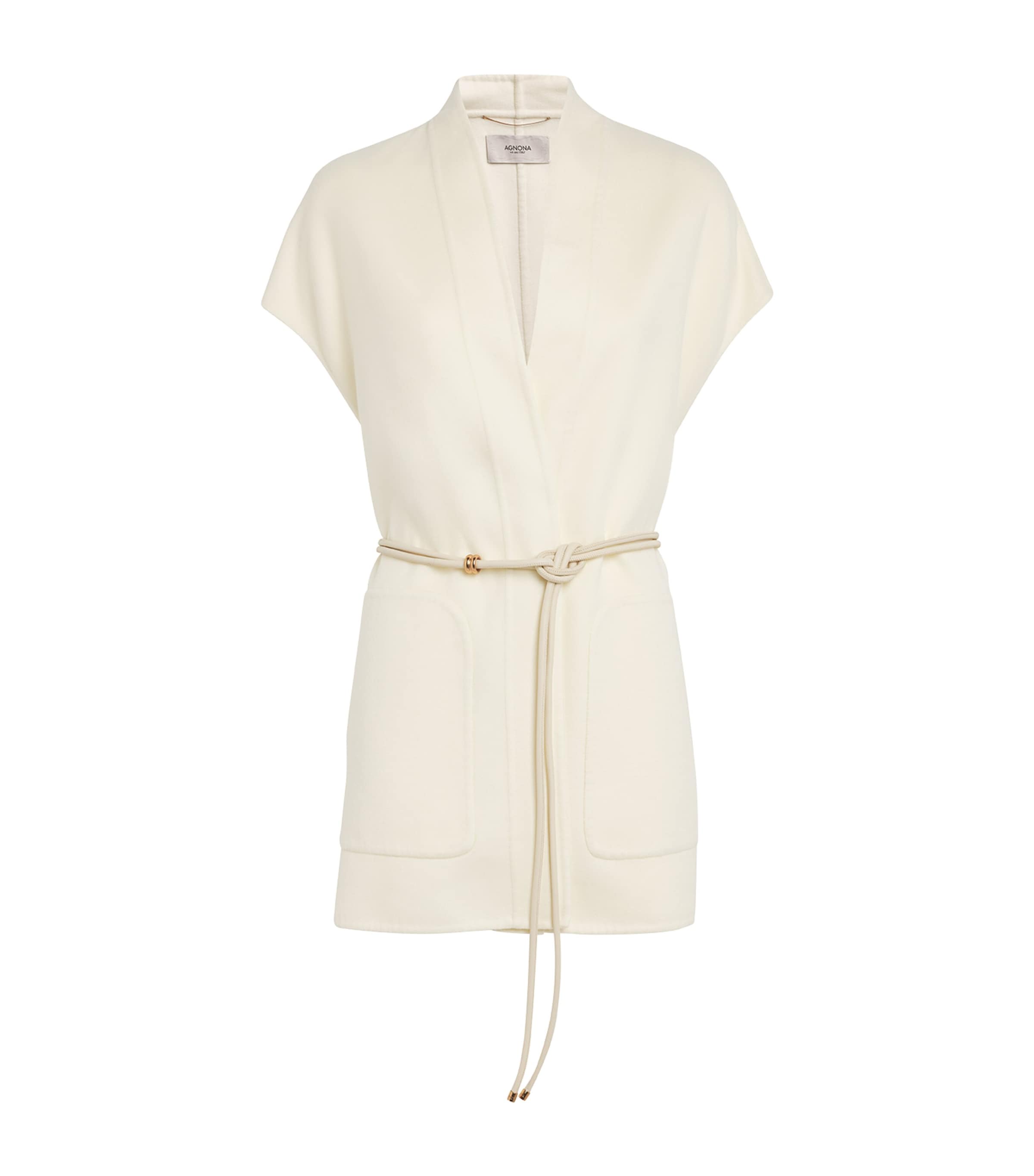Wool-Cashmere Sleeveless Belted Jacket N02 WHITE Image 1
