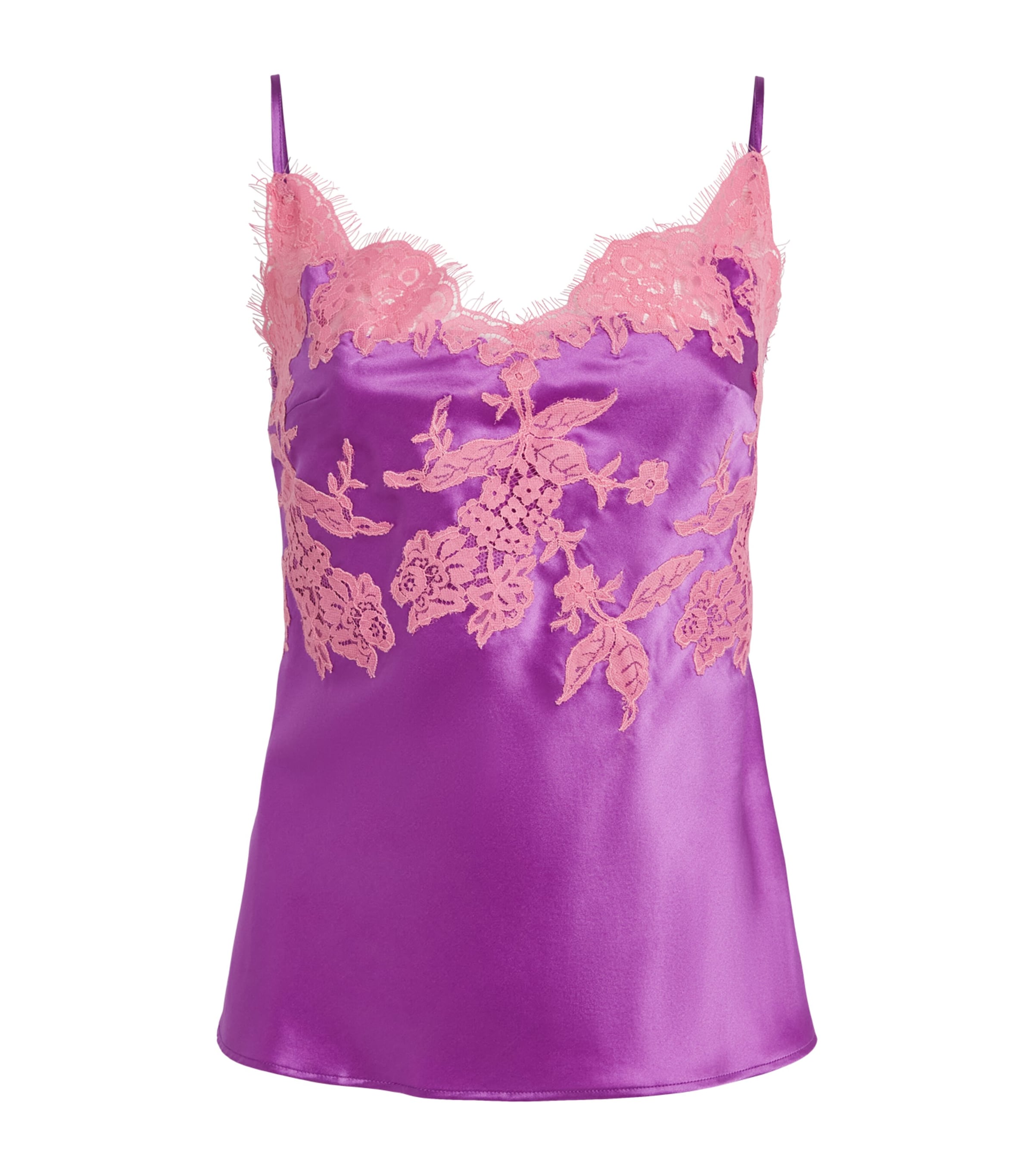 Marjolaine Womens Silk Floral Tess Camisole Grape W Blush Image 1