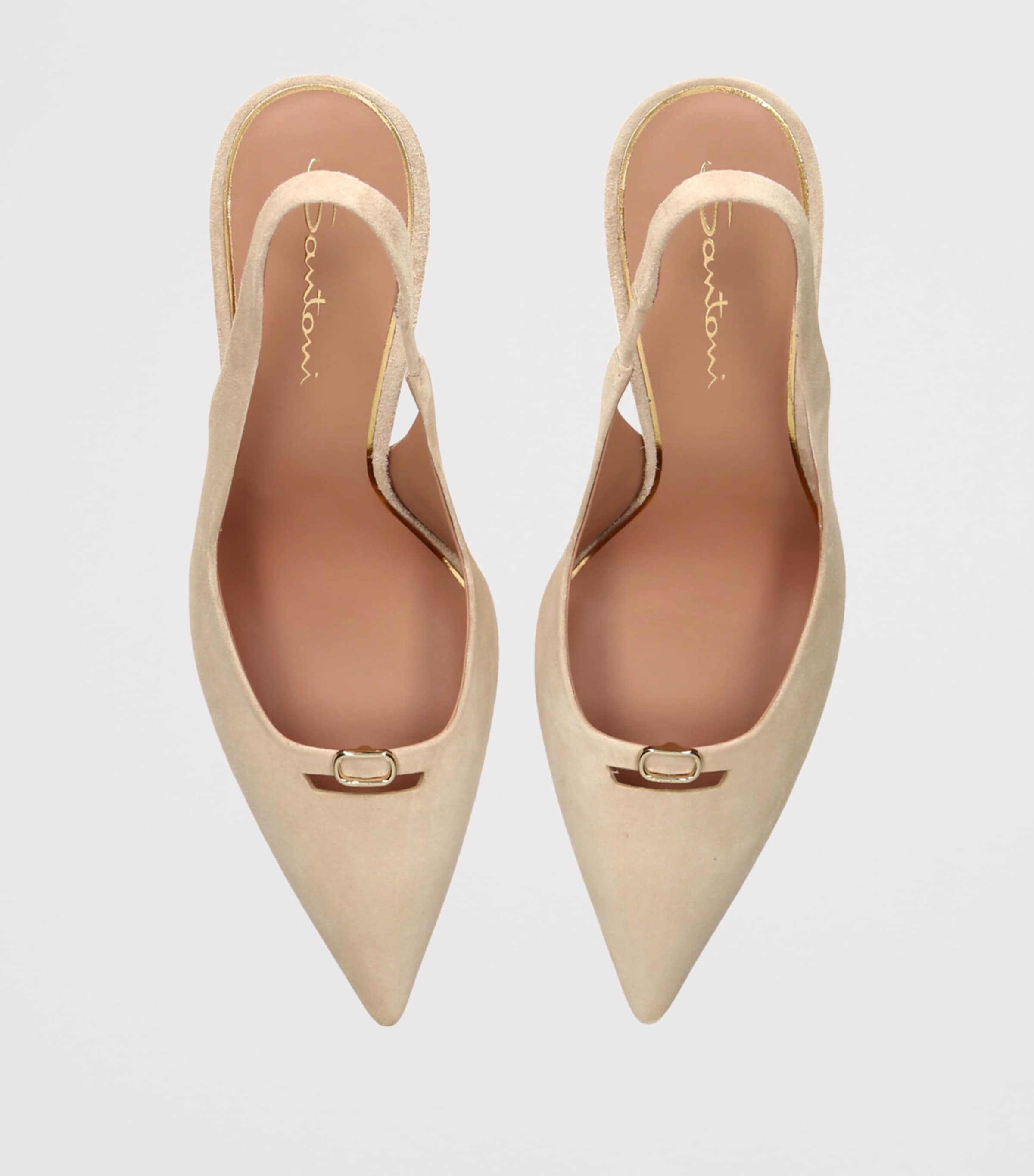 Santoni Suede Sabine Slingback Pumps 85 Beige Image 4