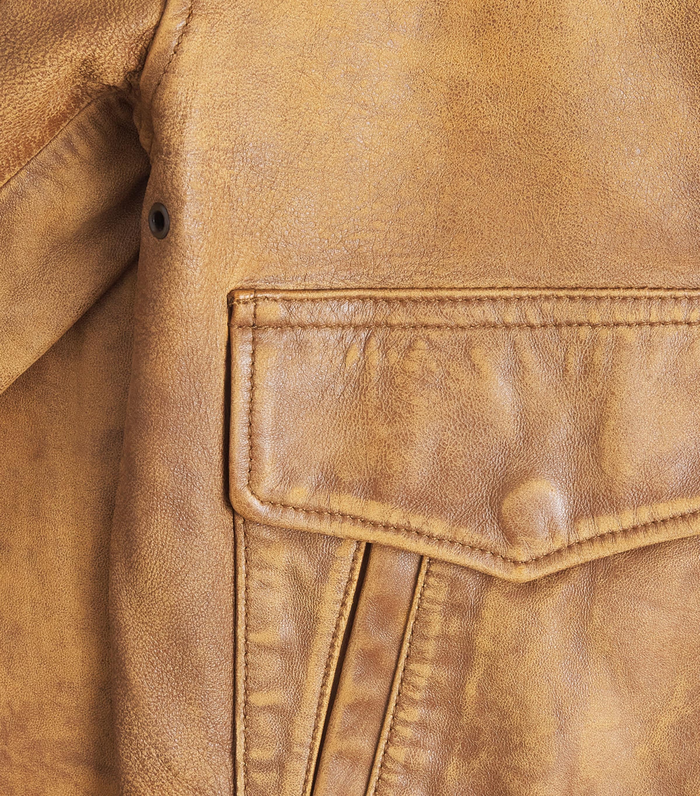 Polo Ralph Lauren Womens Distressed Leather Jacket Light Brown Image 6