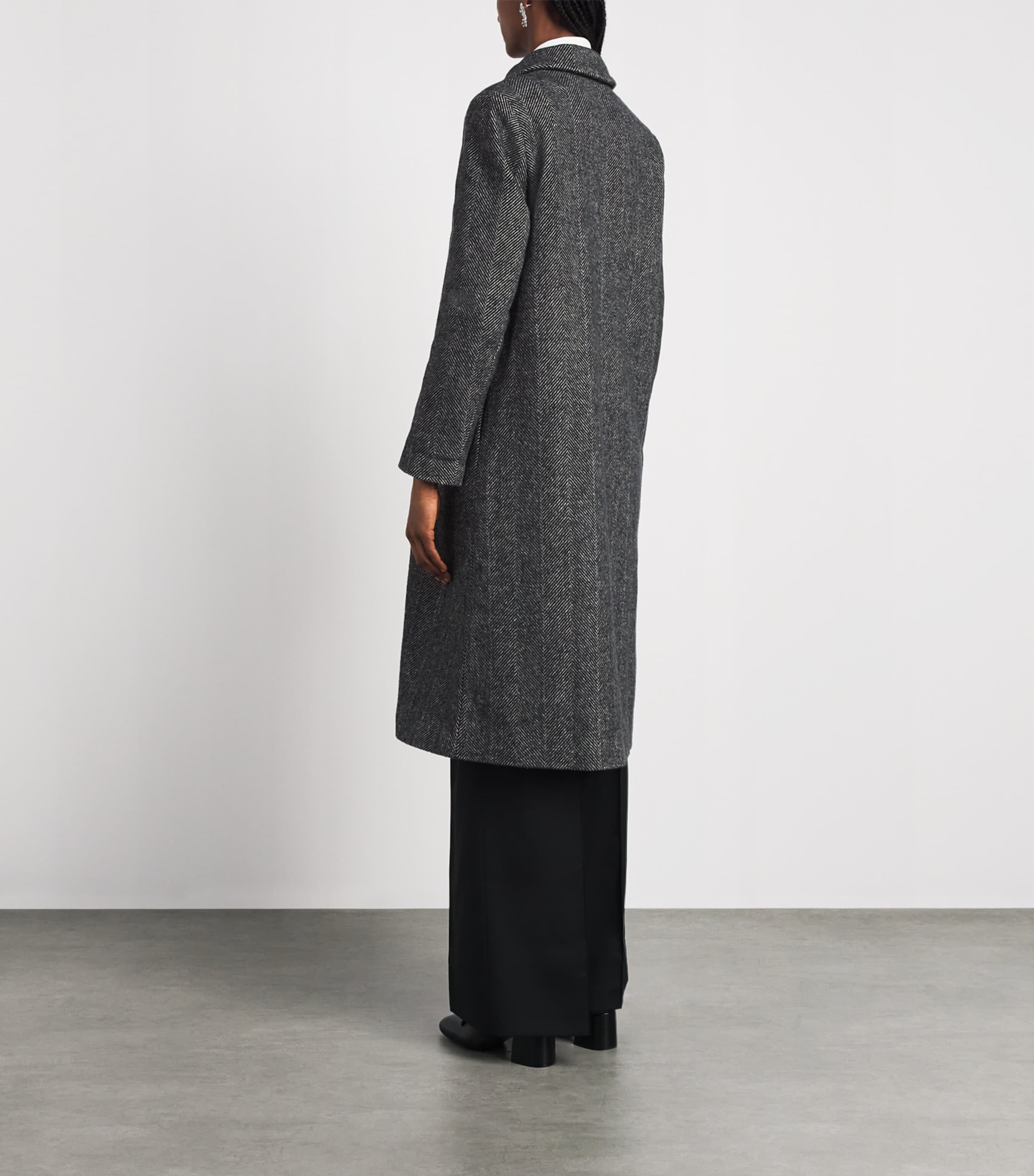 Huishan Zhang Womens Floral Appliqué Giana Coat Black Image 4