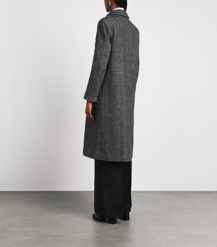 Huishan Zhang Womens Floral Appliqué Giana Coat Black Image 4