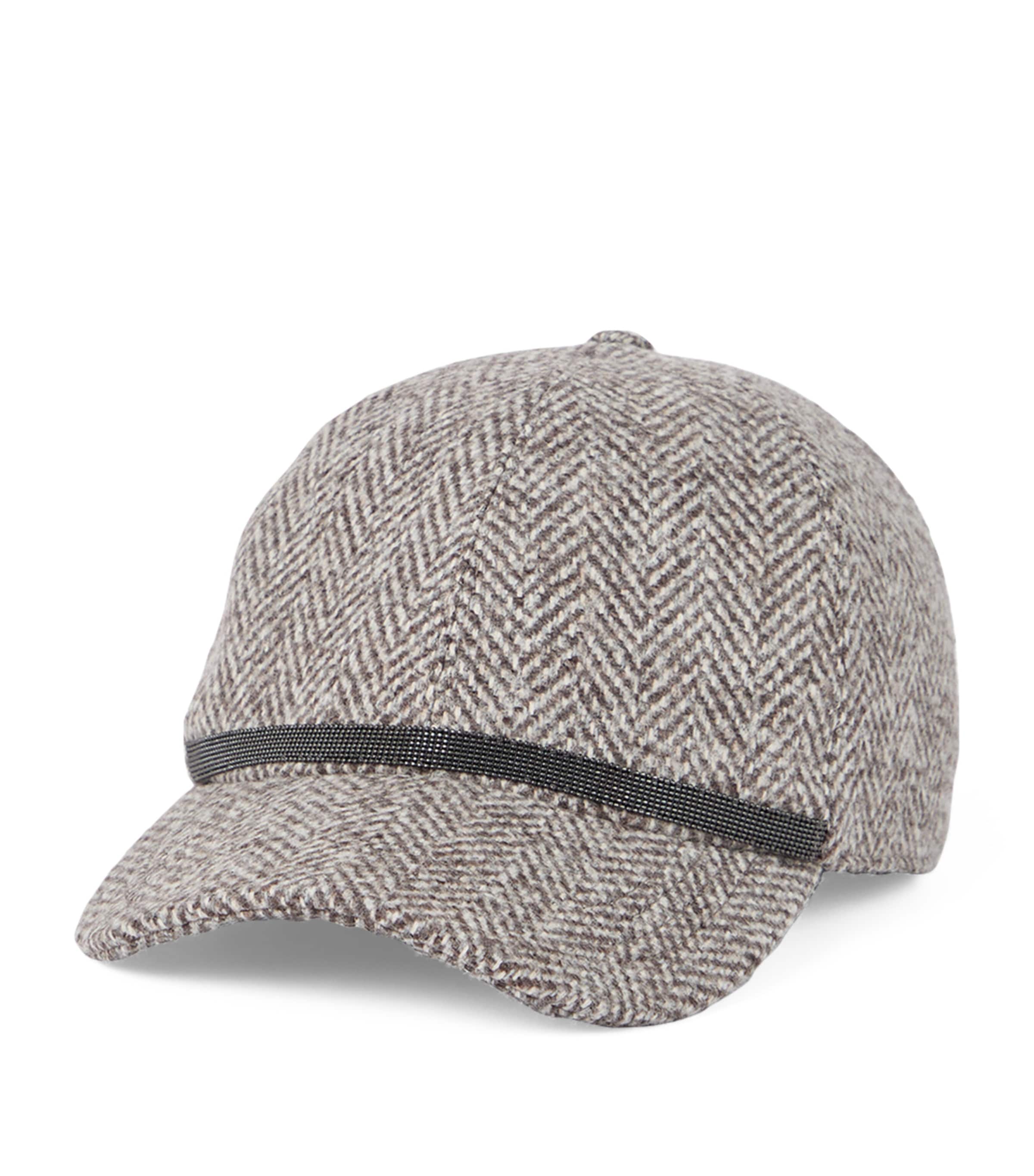 Brunello Cucinelli Virgin Wool-blend Tweed Baseball Cap In Brown
