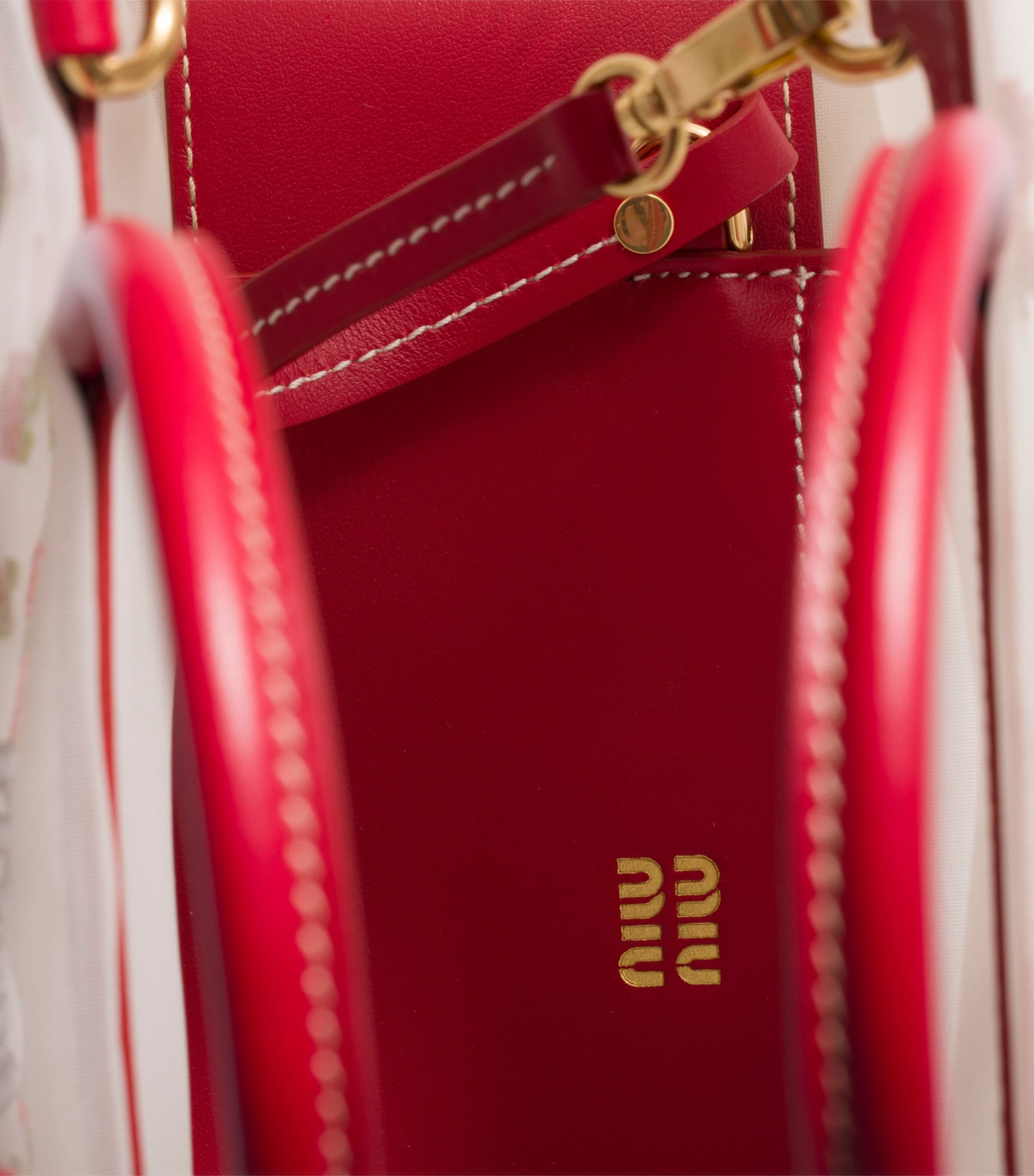 Miu Miu Embroidered Mesh Top-Handle Bag Red Image 5