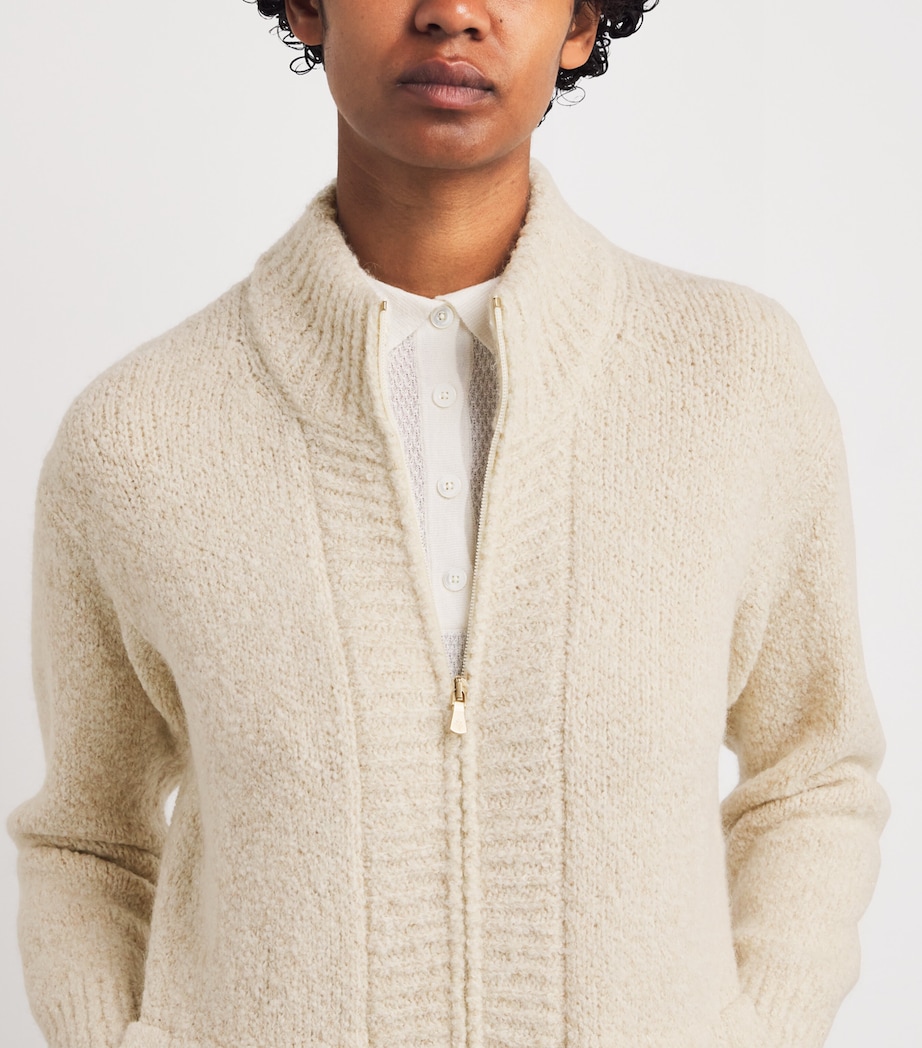 Wool-Blend Knitted Zip-Up Jacket SABBIA Image 6