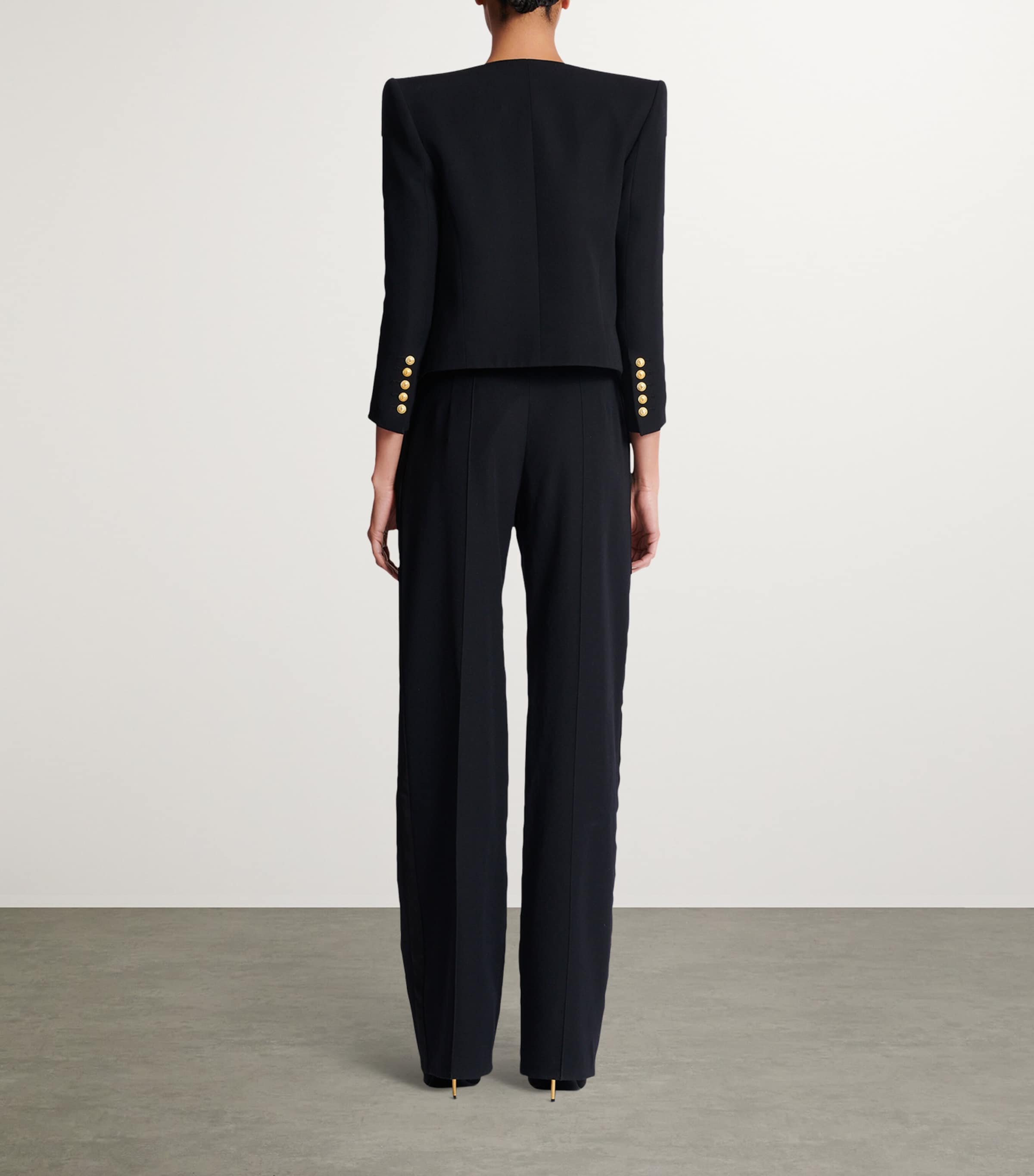 Wool Grain De Poudre Cropped Jacket 0PA NOIR Image 3