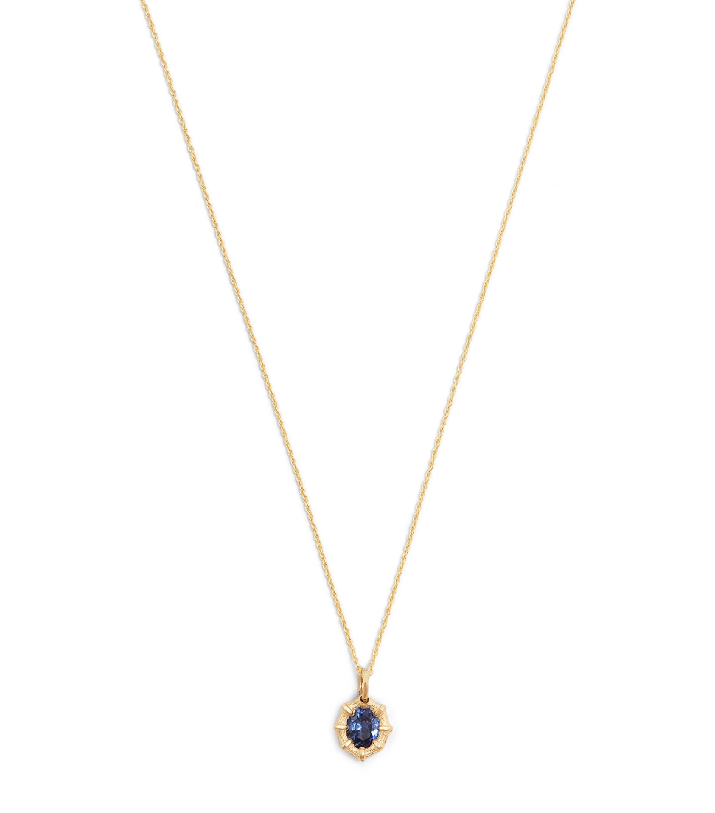 Shop Bleue Burnham Yellow Gold And Sapphire Bamboo Pendant Necklace