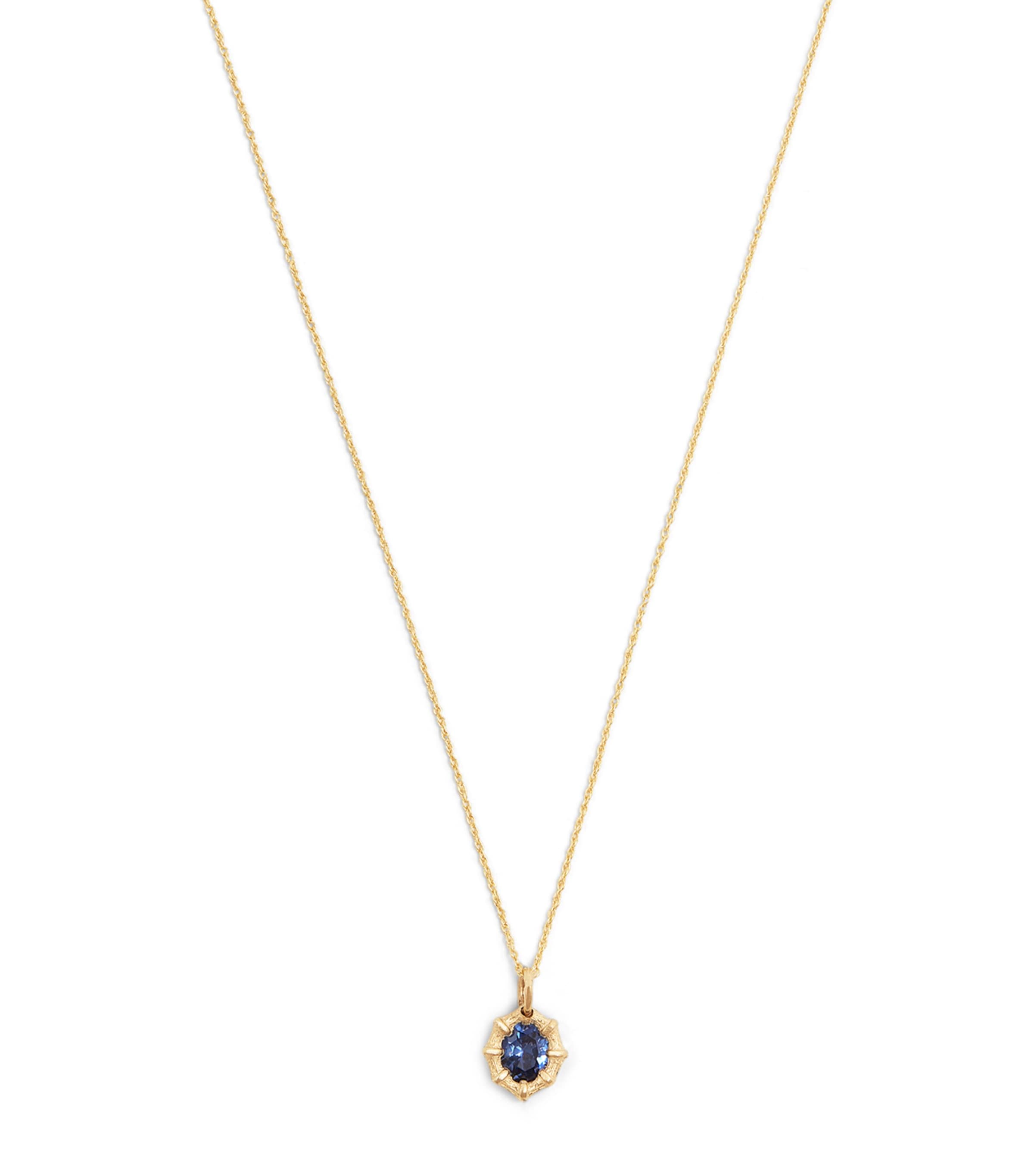 Bleue Burnham Yellow Gold and Sapphire Bamboo Pendant Necklace | Fashion Jewellery | Necklaces | Men Accessories | Jewellery