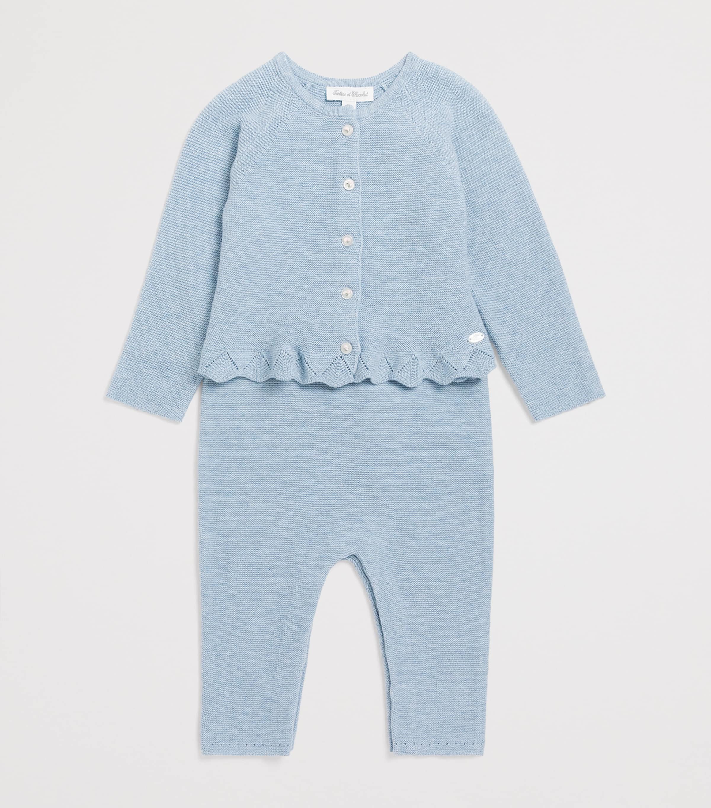 Cotton Knitted Dungarees (0-24 Months) 40CÉLESTE Image 3