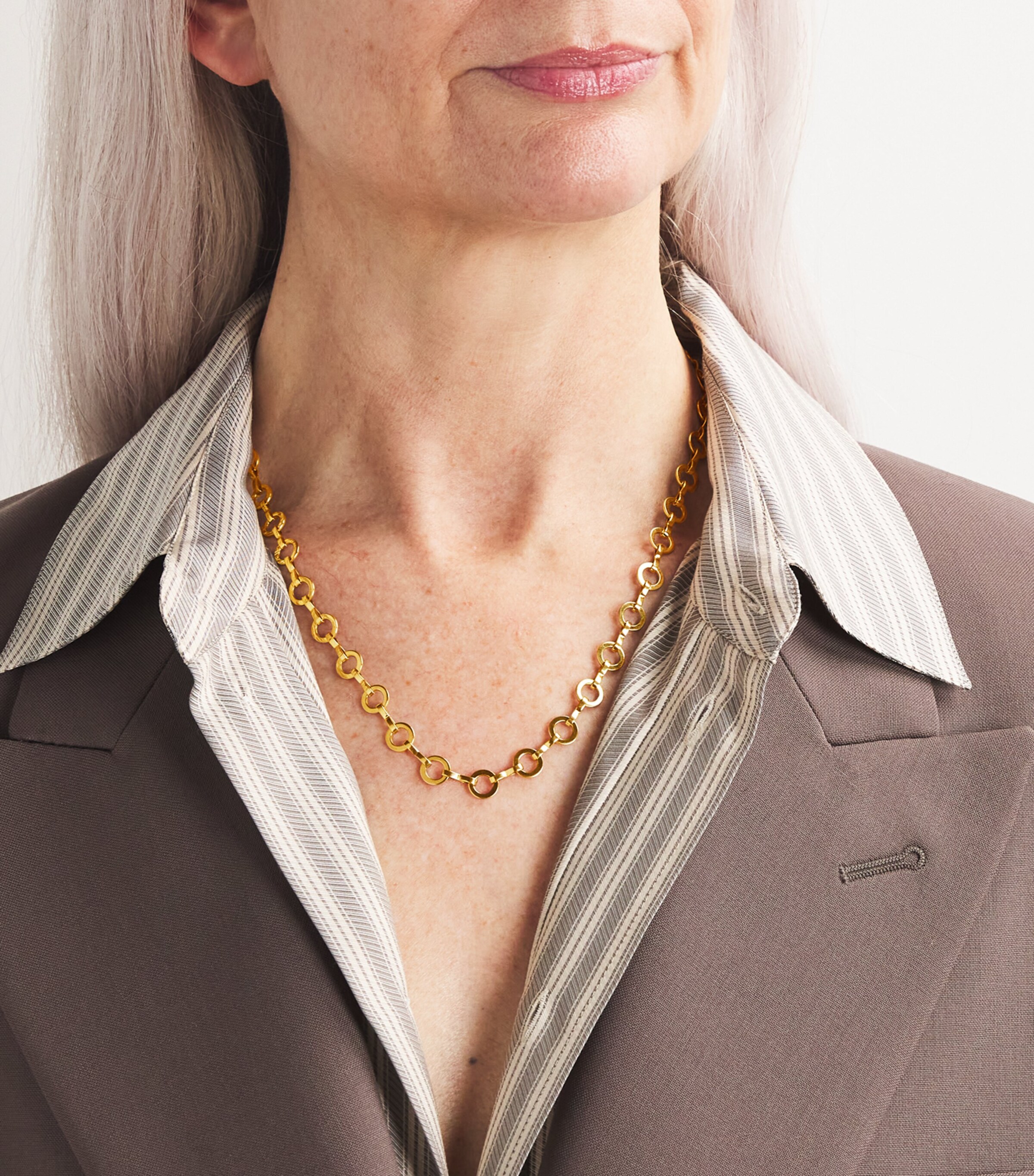 Azlee Yellow Gold Heavy Circle Link Chain Necklace Yellow Gold Image 2