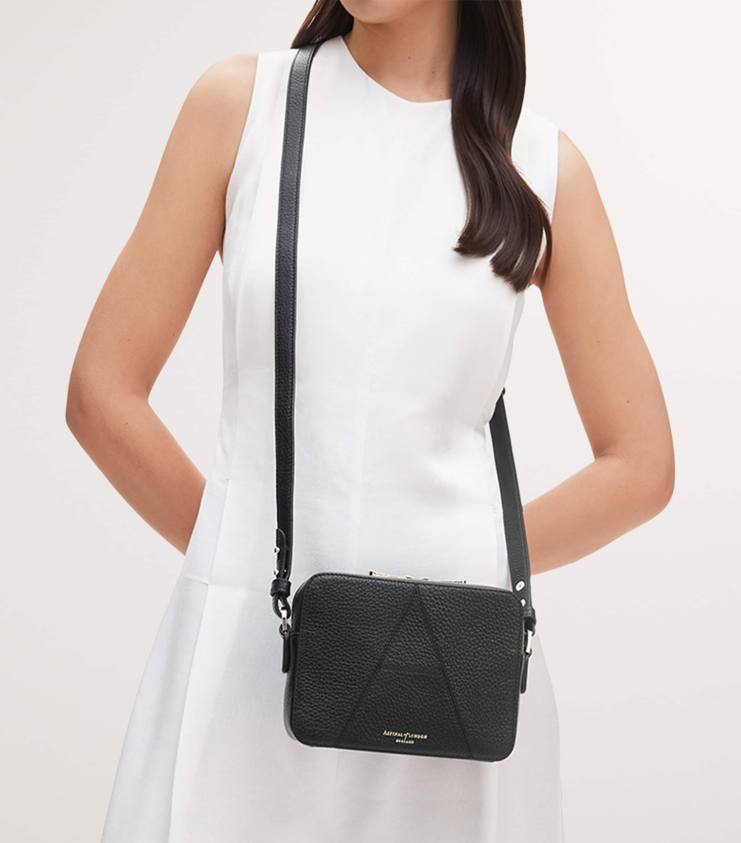 Aspinal Of London Leather Camera ‘A’ Cross-Body Bag Black Image 2