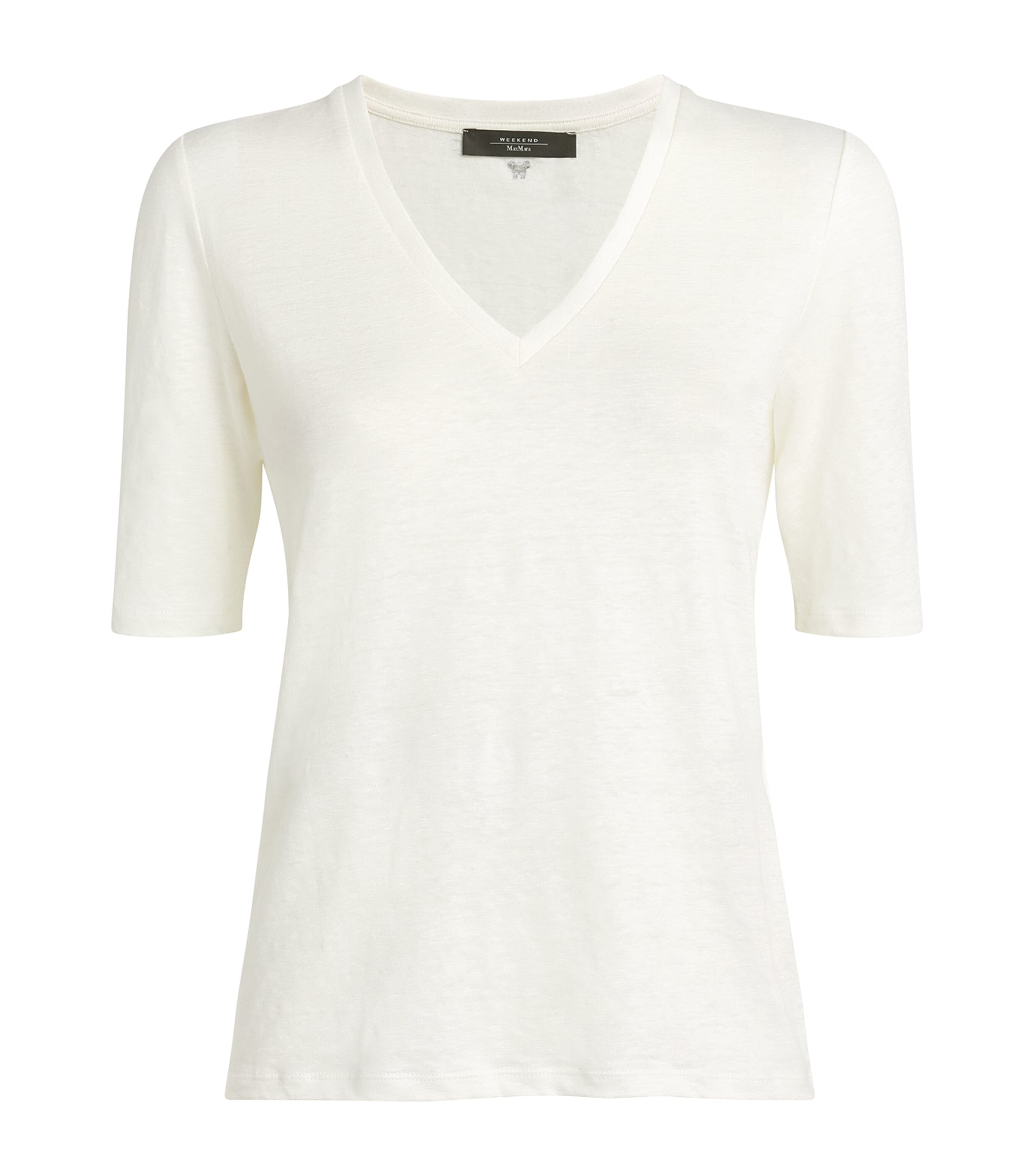 Weekend Max Mara Stretch-linen V-neck T-shirt In White