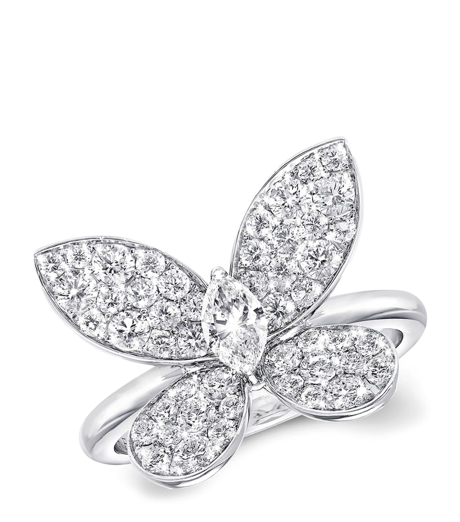 Mini White Gold and Diamond Butterfly Ring WHITE GOLD Image 1