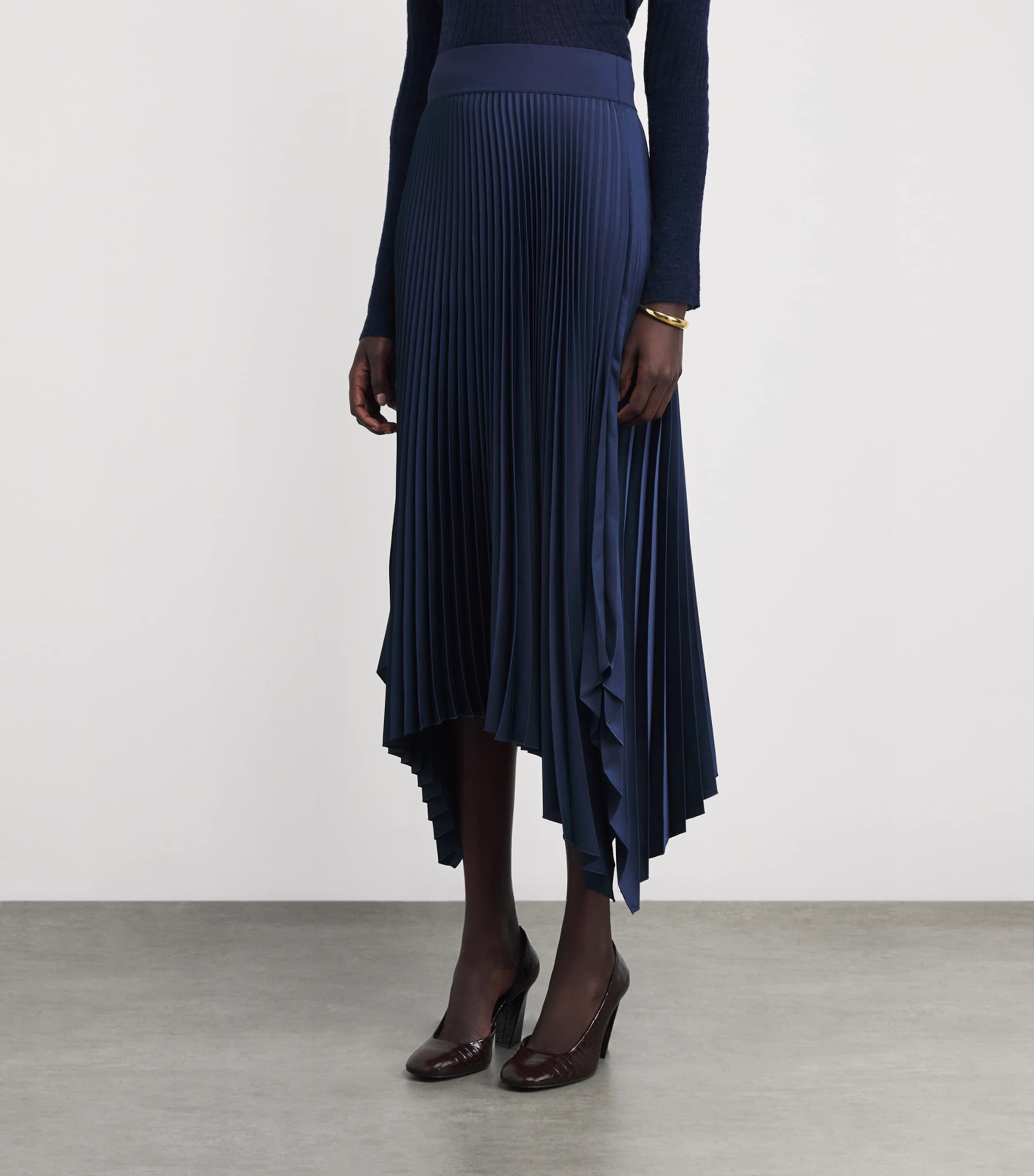 Joseph Womens Plissé Ade Midi Skirt Indigo Image 3