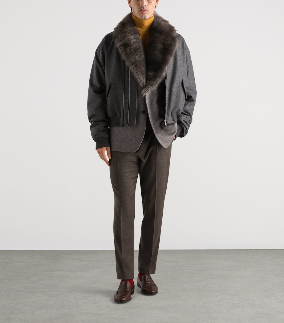 Dolce&Gabbana Mens Virgin Wool Bomber Jacket Melange Grey Image 2