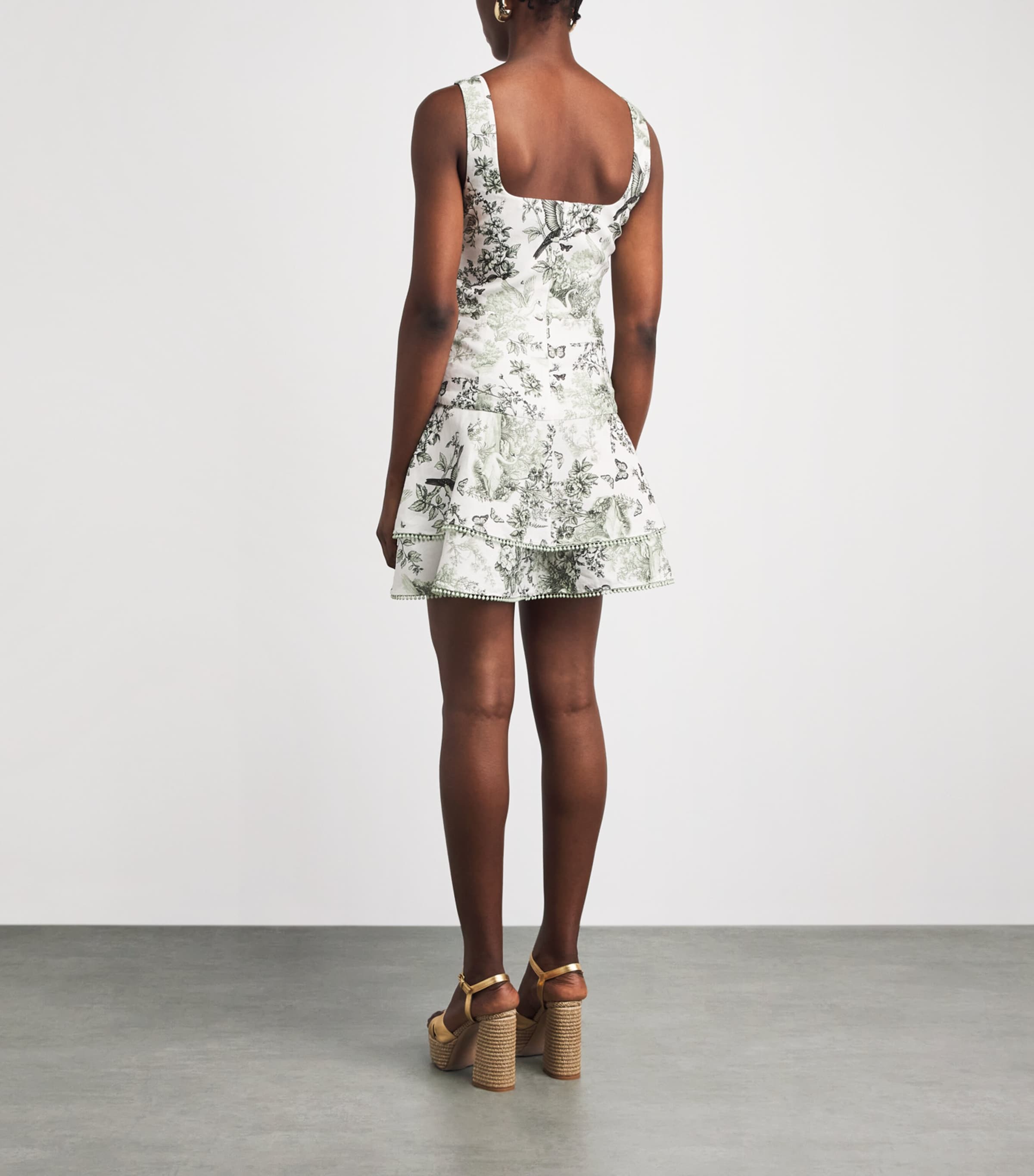 Alice+Olivia Womens Linen-Blend Miriam Mini Dress Daybreak Image 4