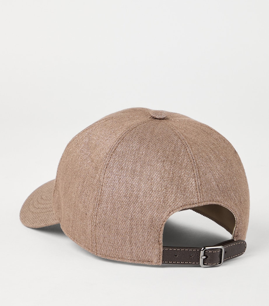 Linen-Blend Sparkling Logo Baseball Cap C004 Image 3
