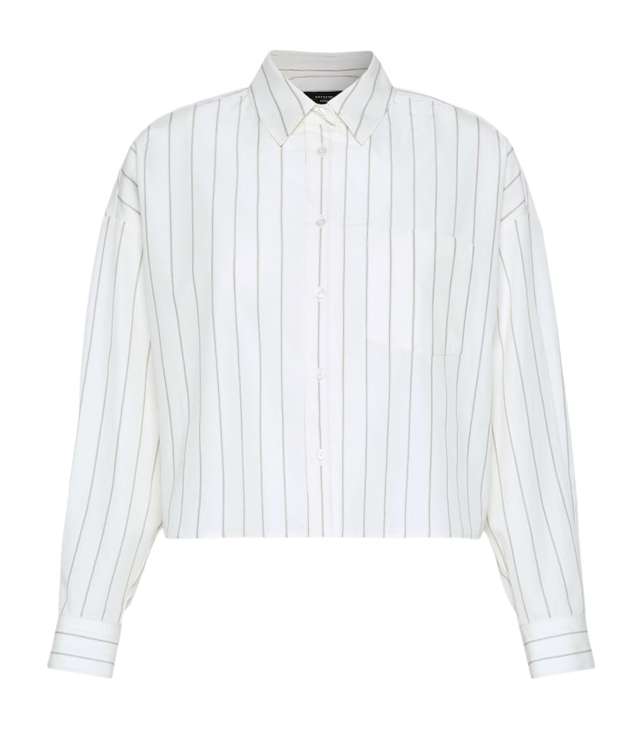Weekend Max Mara Womens Satin-Panel Stripe Shirt Brown Image 1