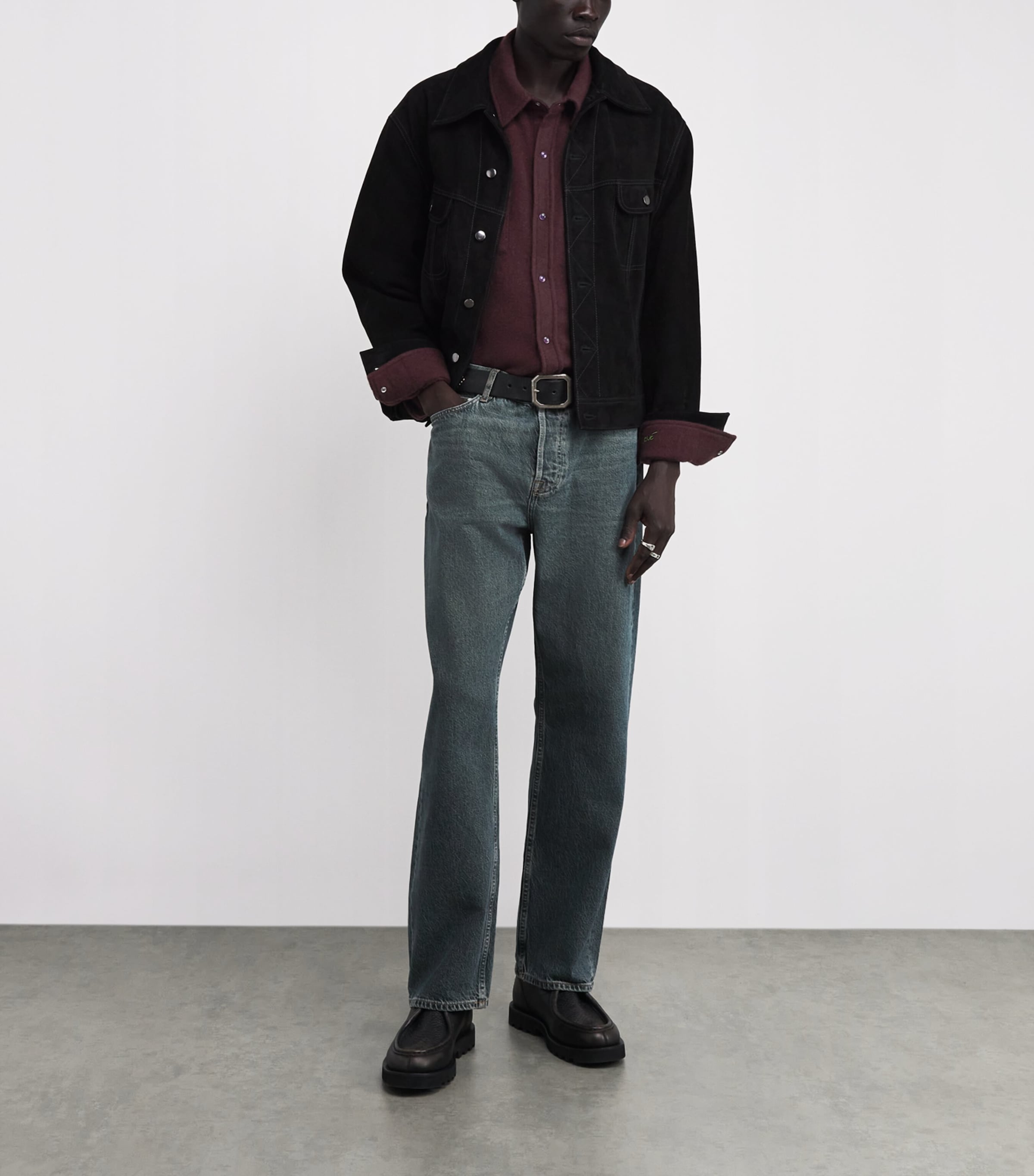 Cashmere Press-Stud Overshirt CLARET / AMETHYST Image 2