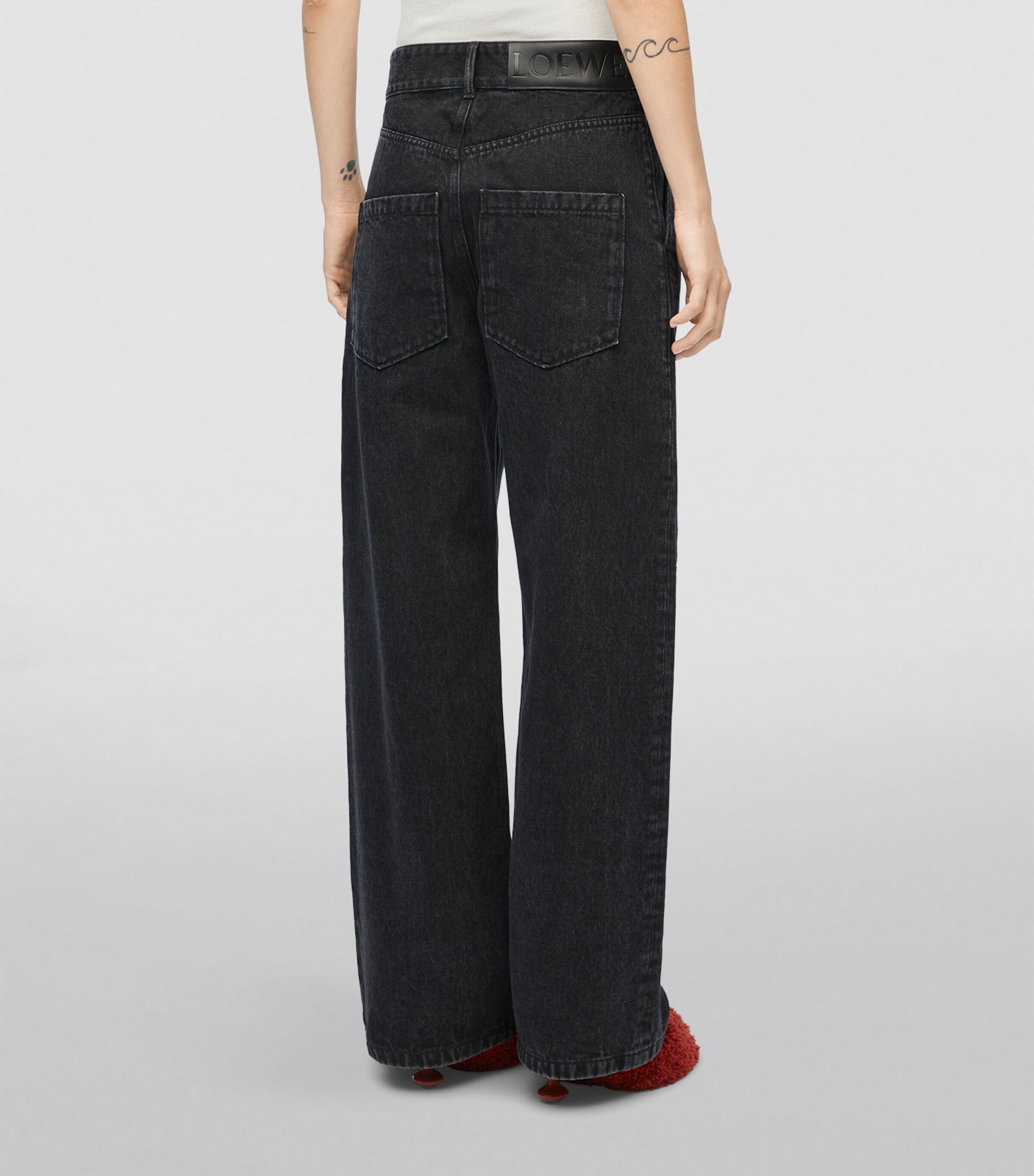 LOEWE Womens Anagram Baggy Jeans Black Image 4
