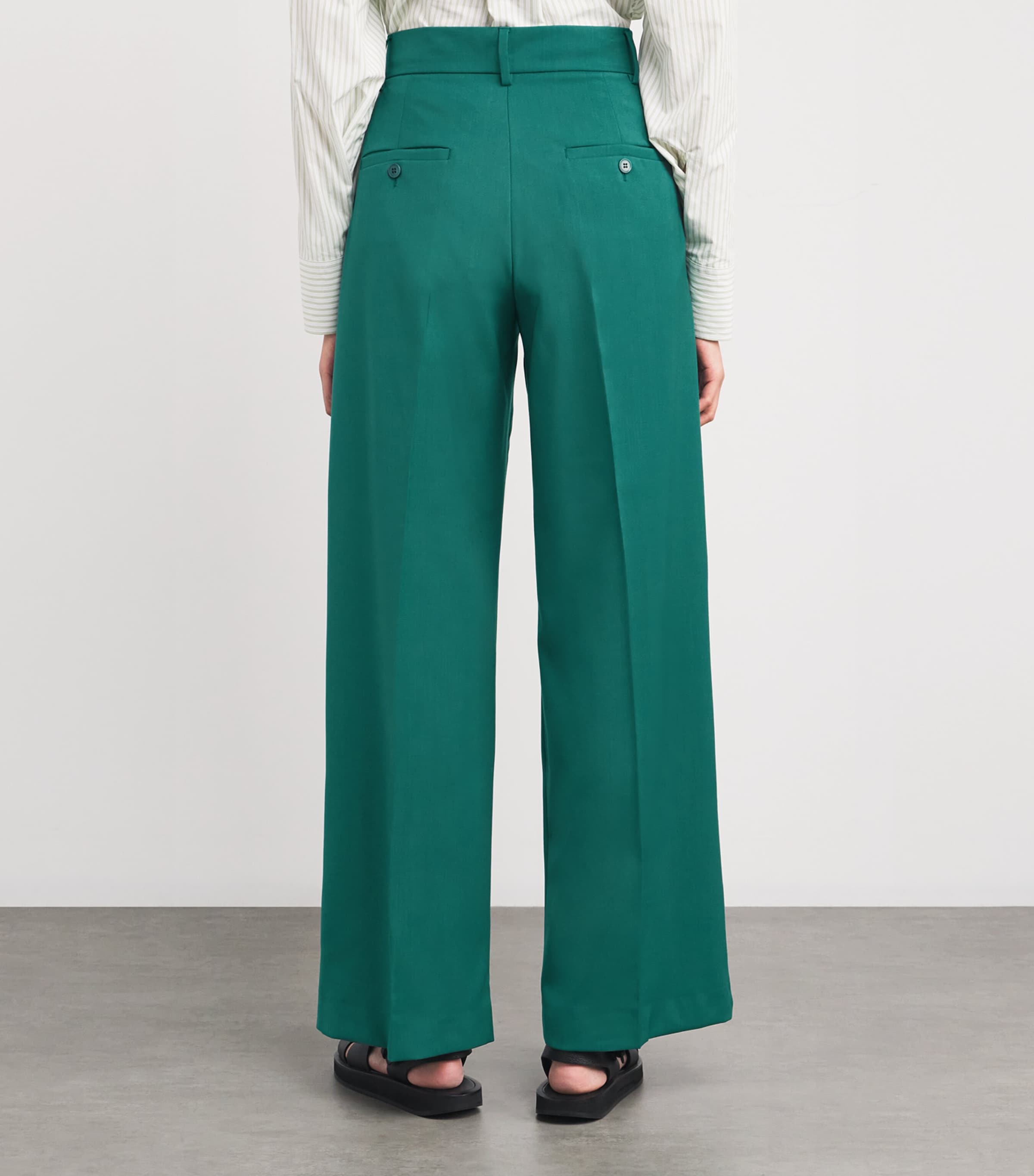 Virgin Wool Tailored Trousers GREEN Image 4