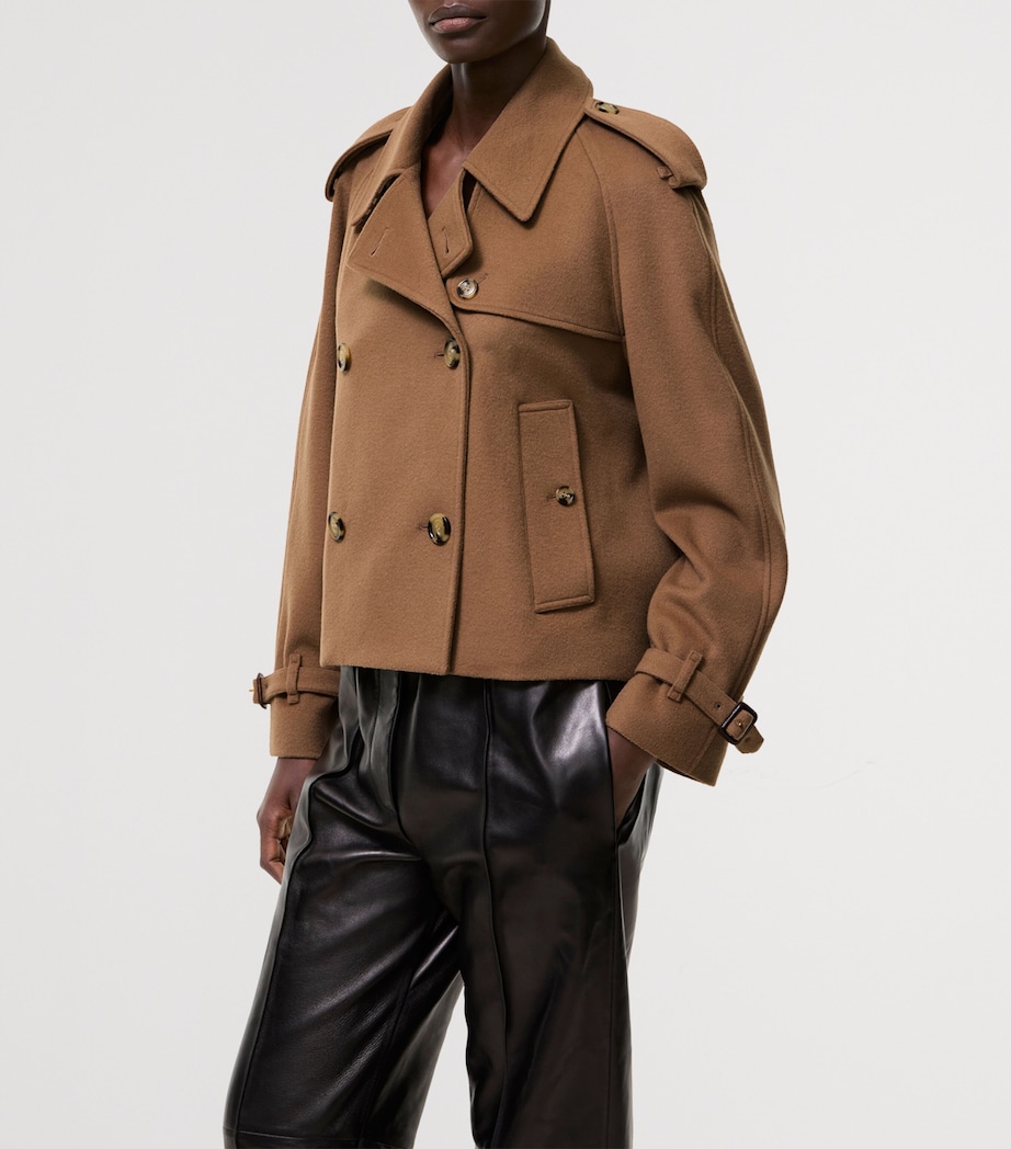 Burberry Womens Cashmere Mayfair Cropped Trench Jacket Camel Image 3