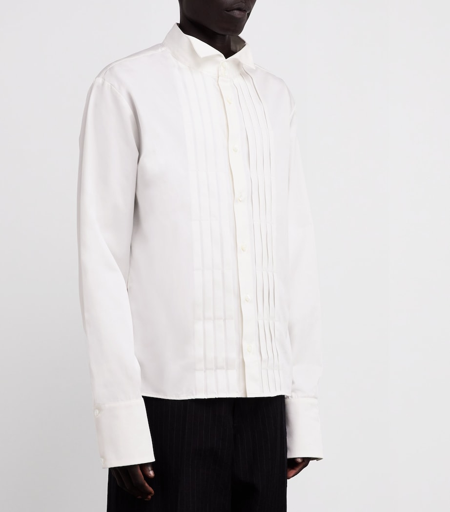 424 Mens Cotton Pleated Shirt Salt White Image 3