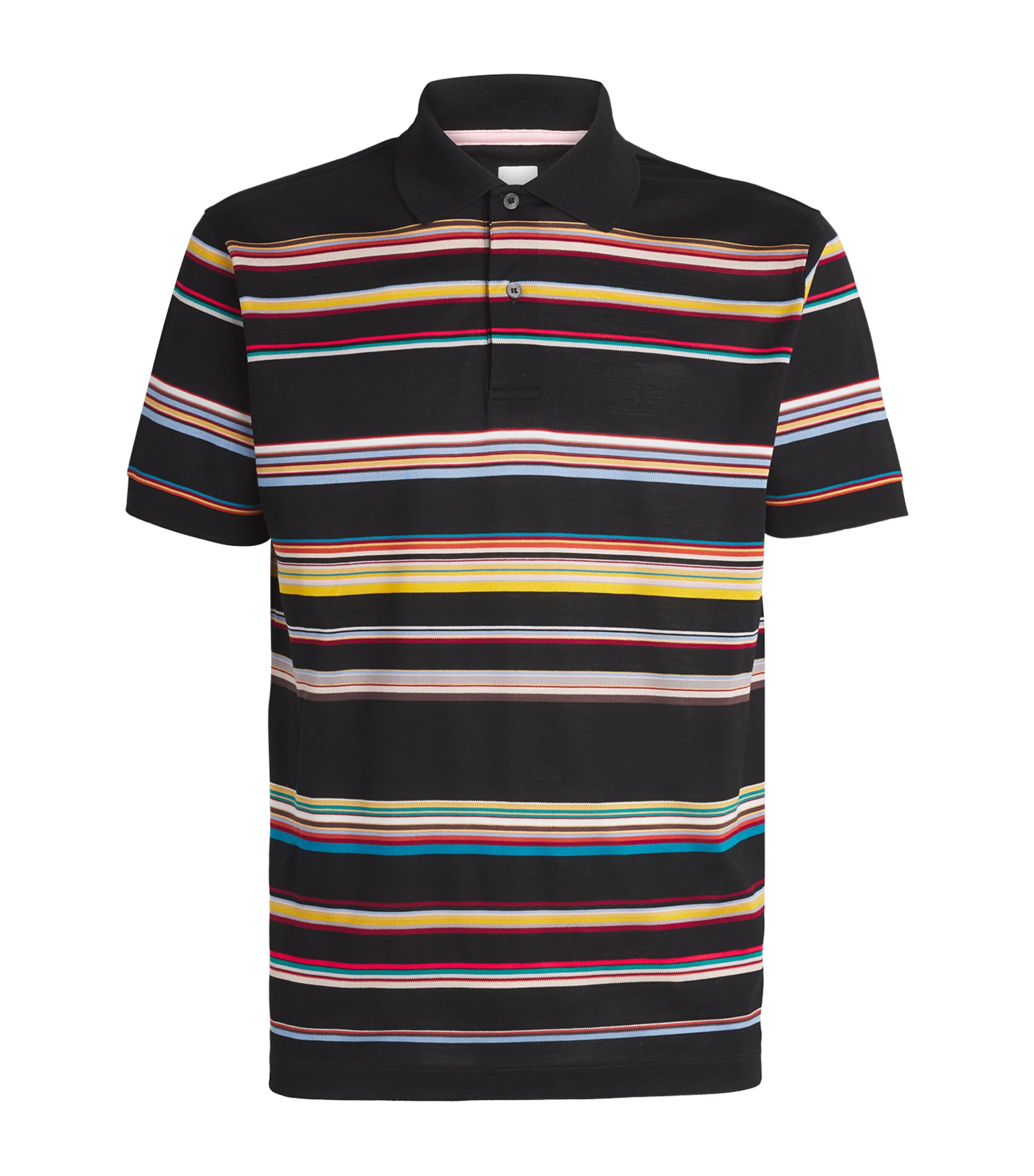Paul Smith Black 'signature Stripe' Cotton-piqué Polo Shirt In Multi