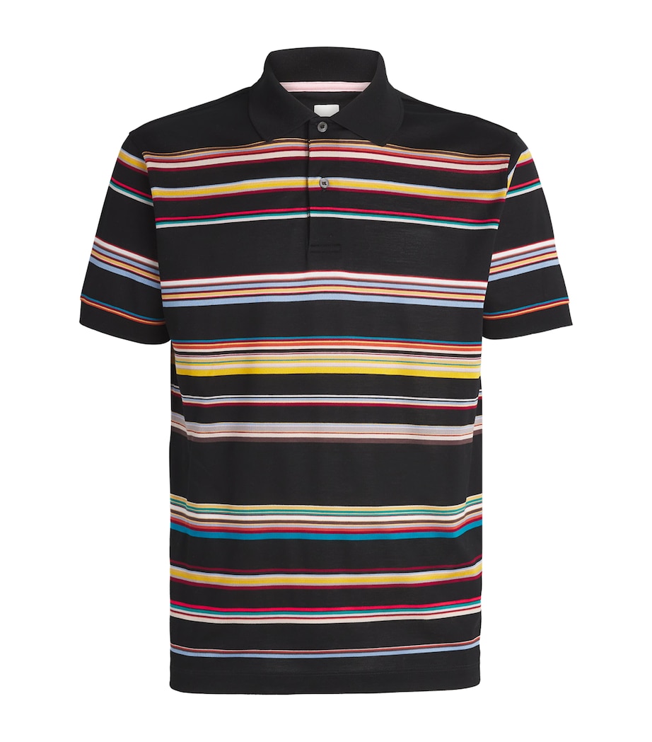 Cotton Signature Stripe Polo Shirt 79_BLACK Image 1