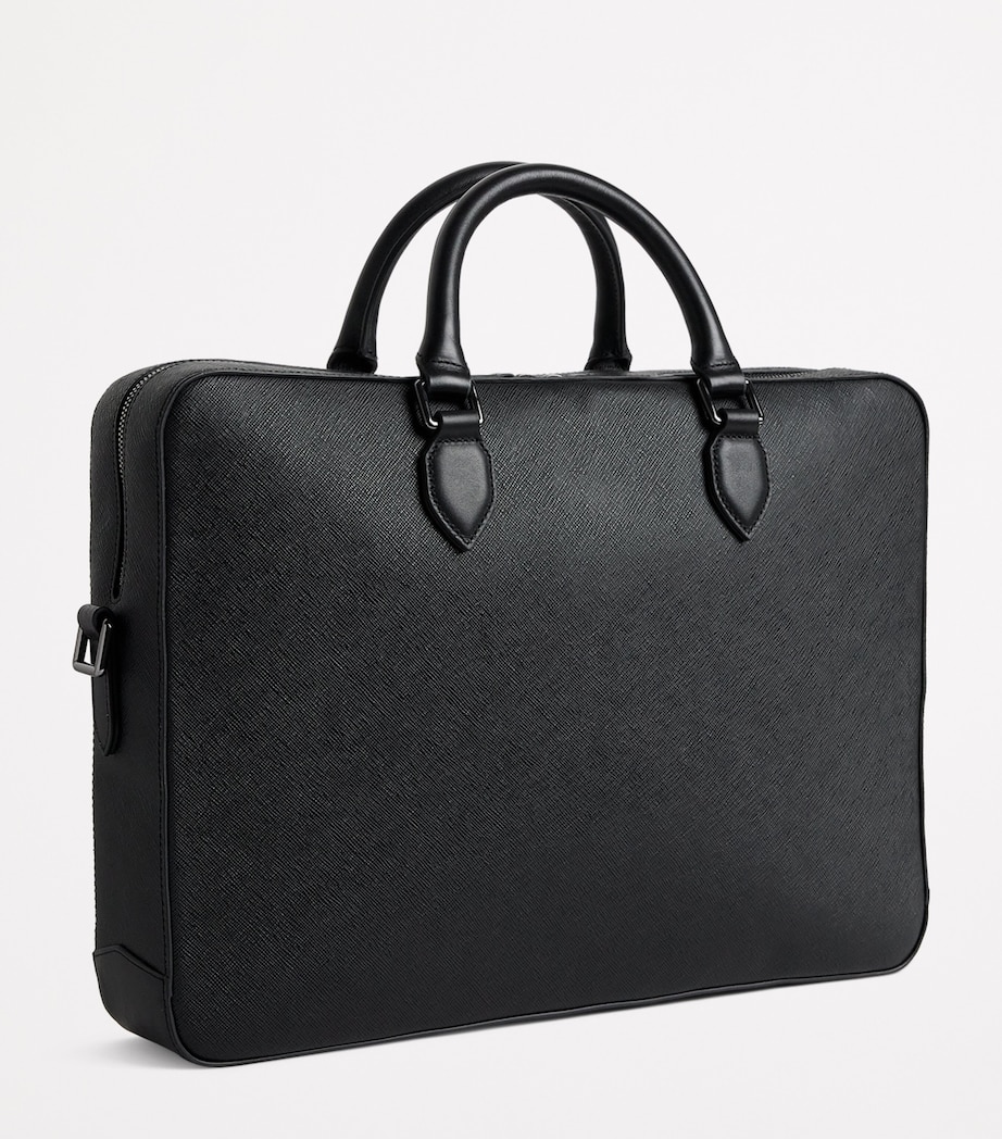 Harrods Saffiano Leather Briefcase Black Image 3