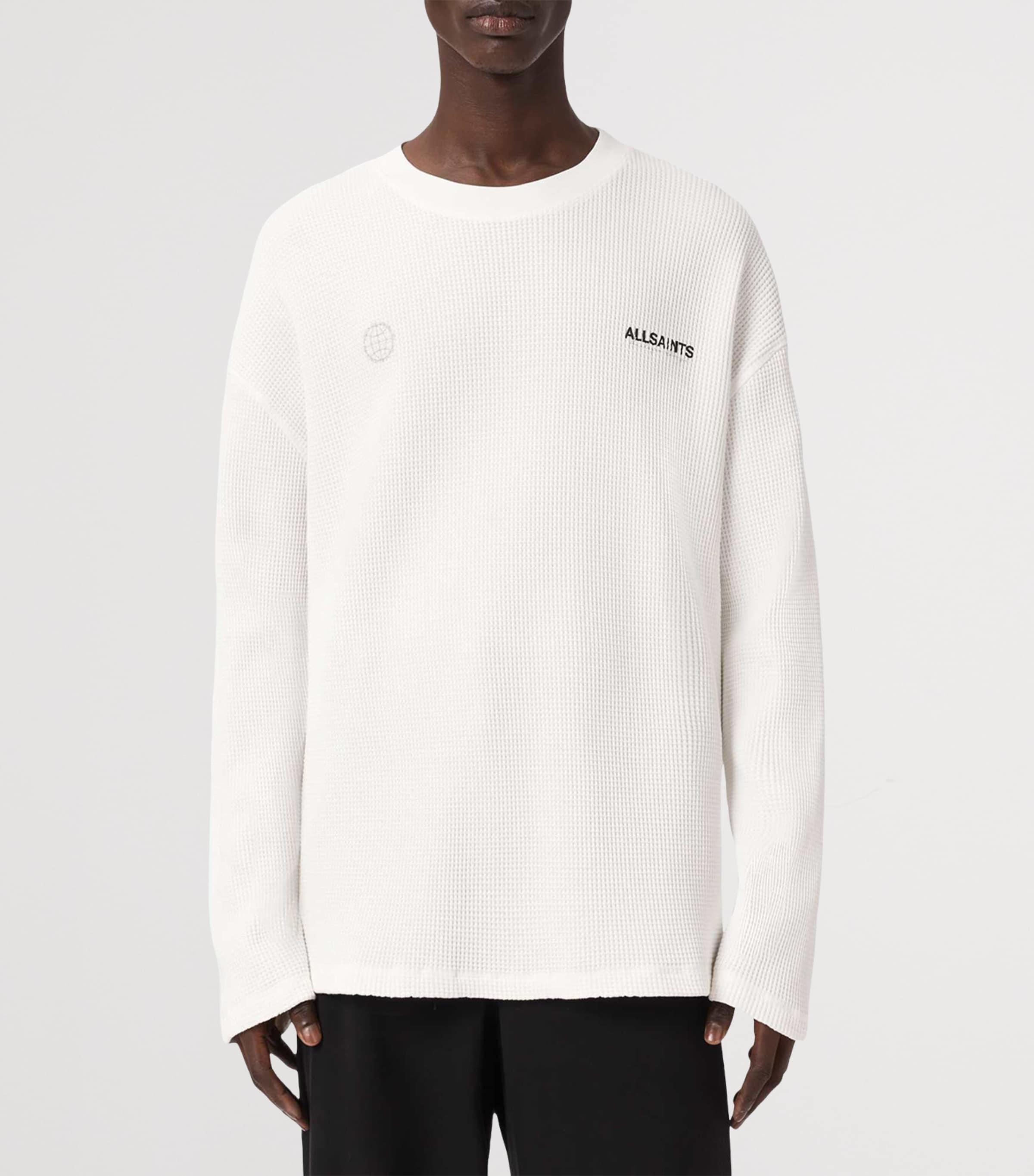 AllSaints Mens Organic Cotton Emblem T-Shirt Cottage White Image 3