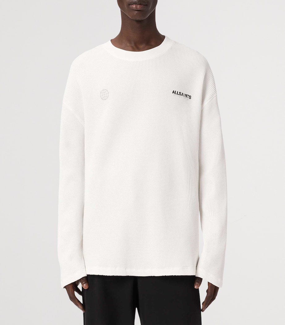 AllSaints Mens Organic Cotton Emblem T-Shirt Cottage White Image 3