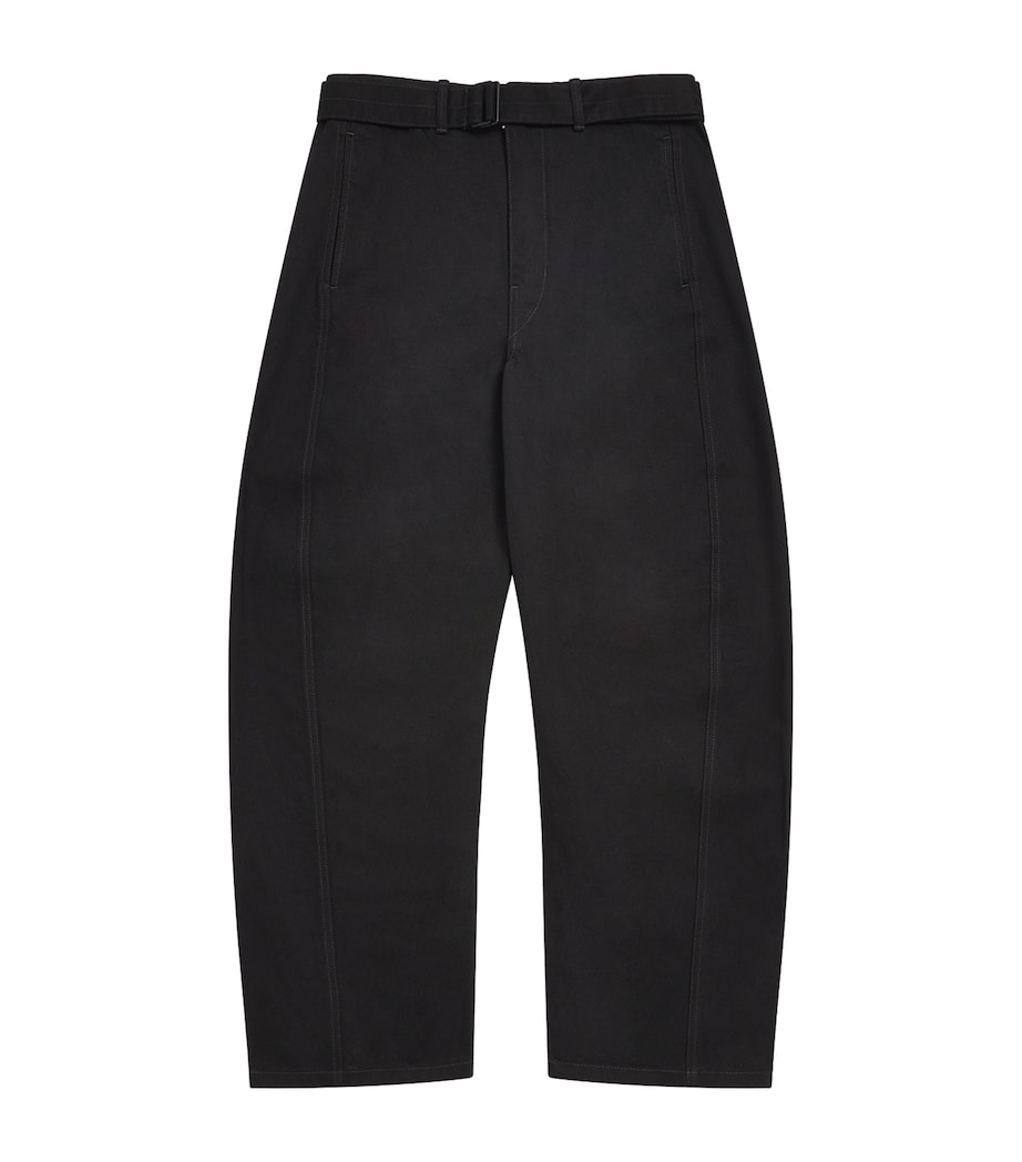 Cotton Twisted-Seam Belted Trousers BLACK BK999 Image 1