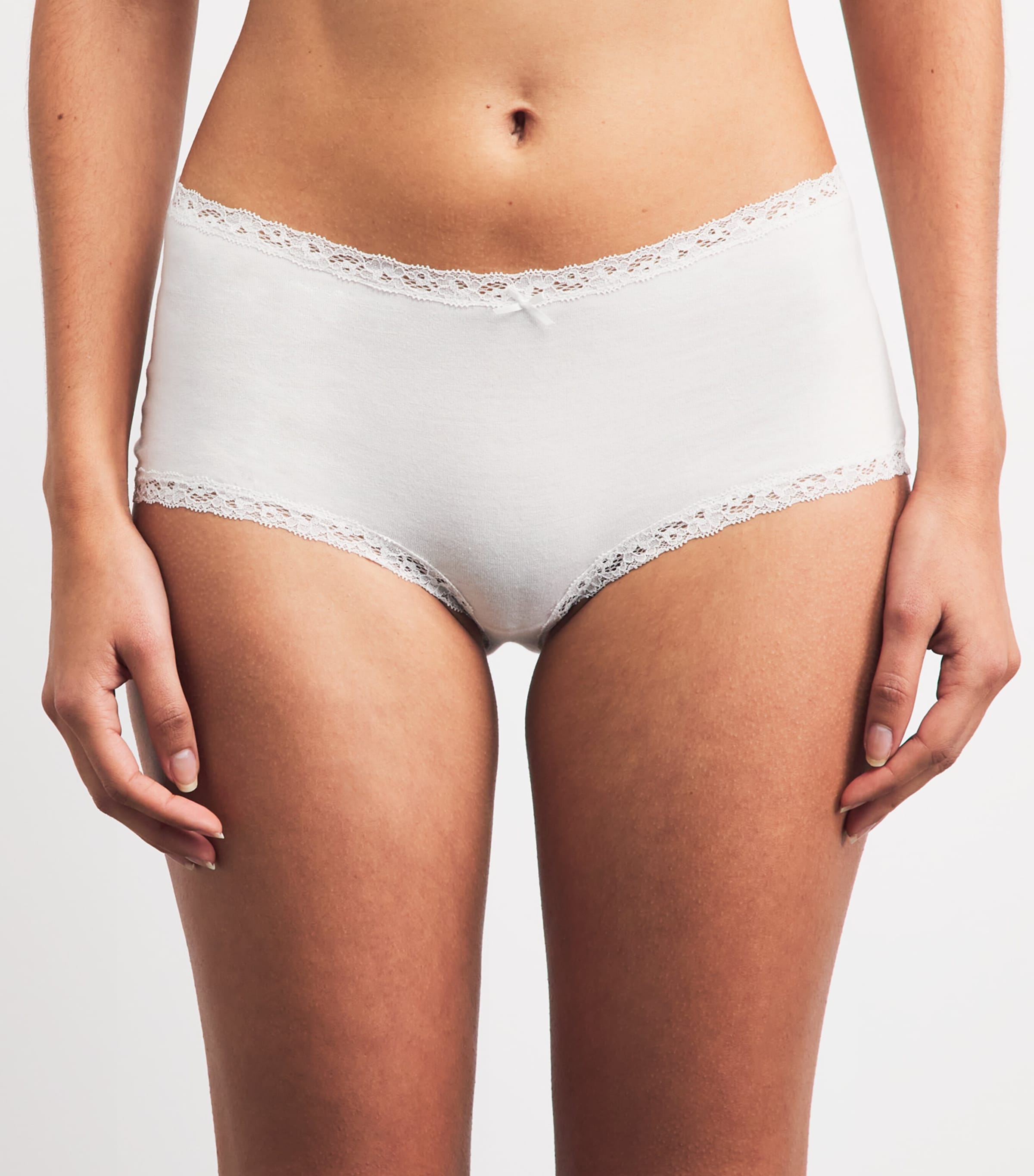 Skims Womens Lace-Trim Boy Shorts Briefs Snow Image 2