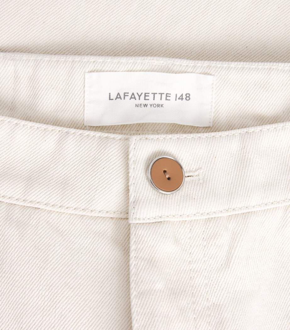 Lafayette 148 Womens Barrel-Leg Jeans Waecr Washed Ecru Image 6