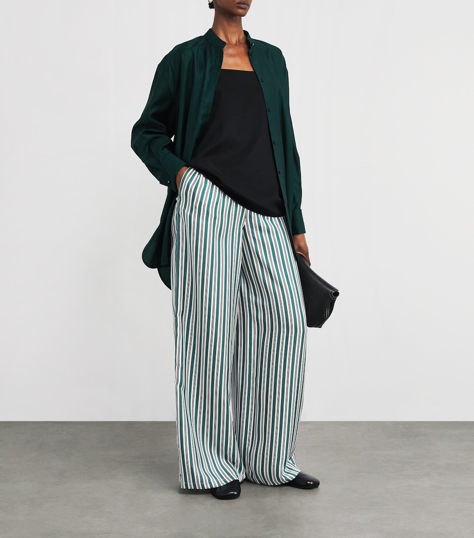 Silk Wide-Fit Trousers DARK GREEN Image 2